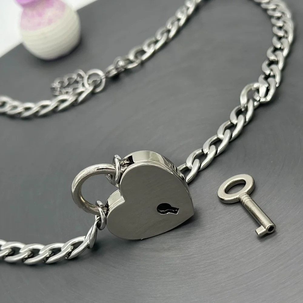Jewelry Cuban Chain Love Padlock Charm Necklace Size ONE SIZE - 7 Thumbnail