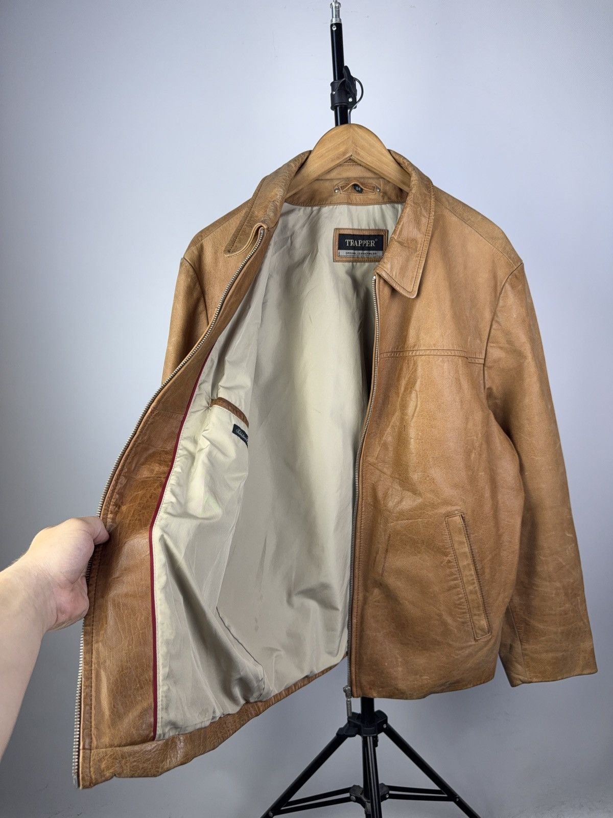 Leather Vintage 90s Trapper Retro Biker Moto Leather Jacket Size US L / EU 52-54 / 3 - 6 Thumbnail