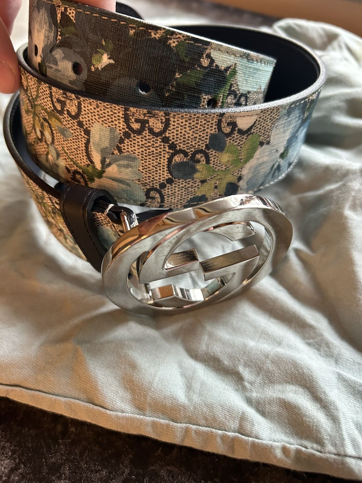 Gucci Floral Blue Gucci Monogram Belt Size 32 - 12 Thumbnail