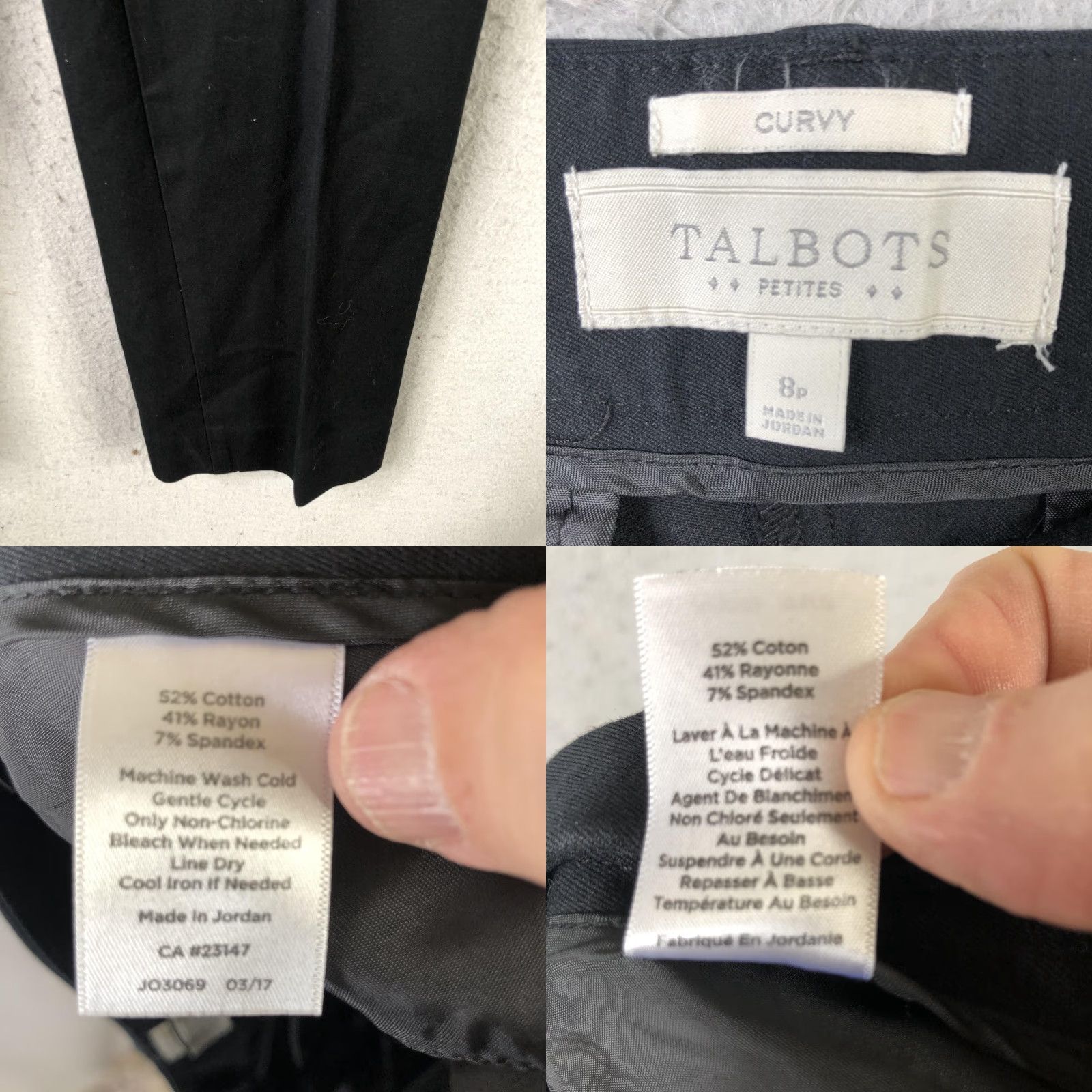 Talbots Talbots Womens Pants 8P Black Curvy Petite Stretch Twill Tapered Work Old Money Size 30" / US 8 / IT 44 - 8 Thumbnail