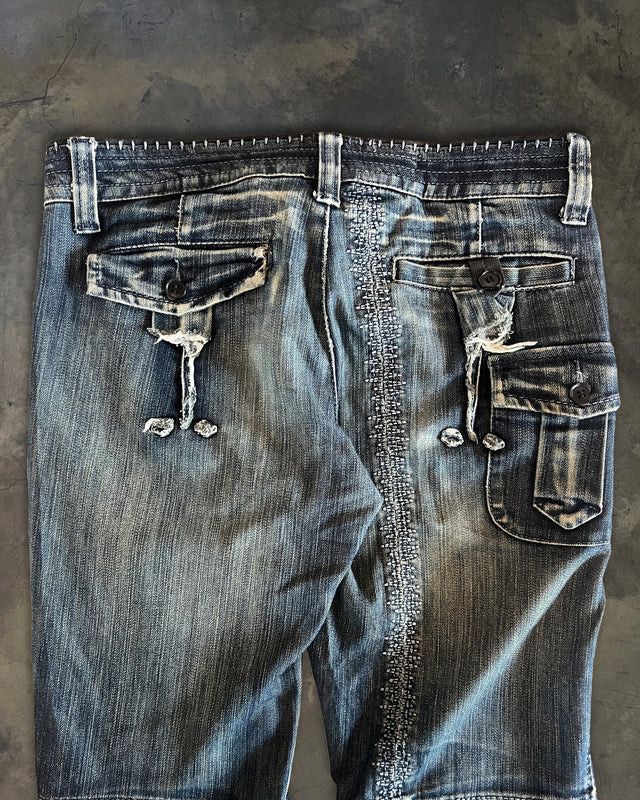 Marithe + Francois Girbaud MARITHÉ FRANÇOIS GIRBAUD BIKER STITCHED DENIM Size US 35 - 6 Thumbnail