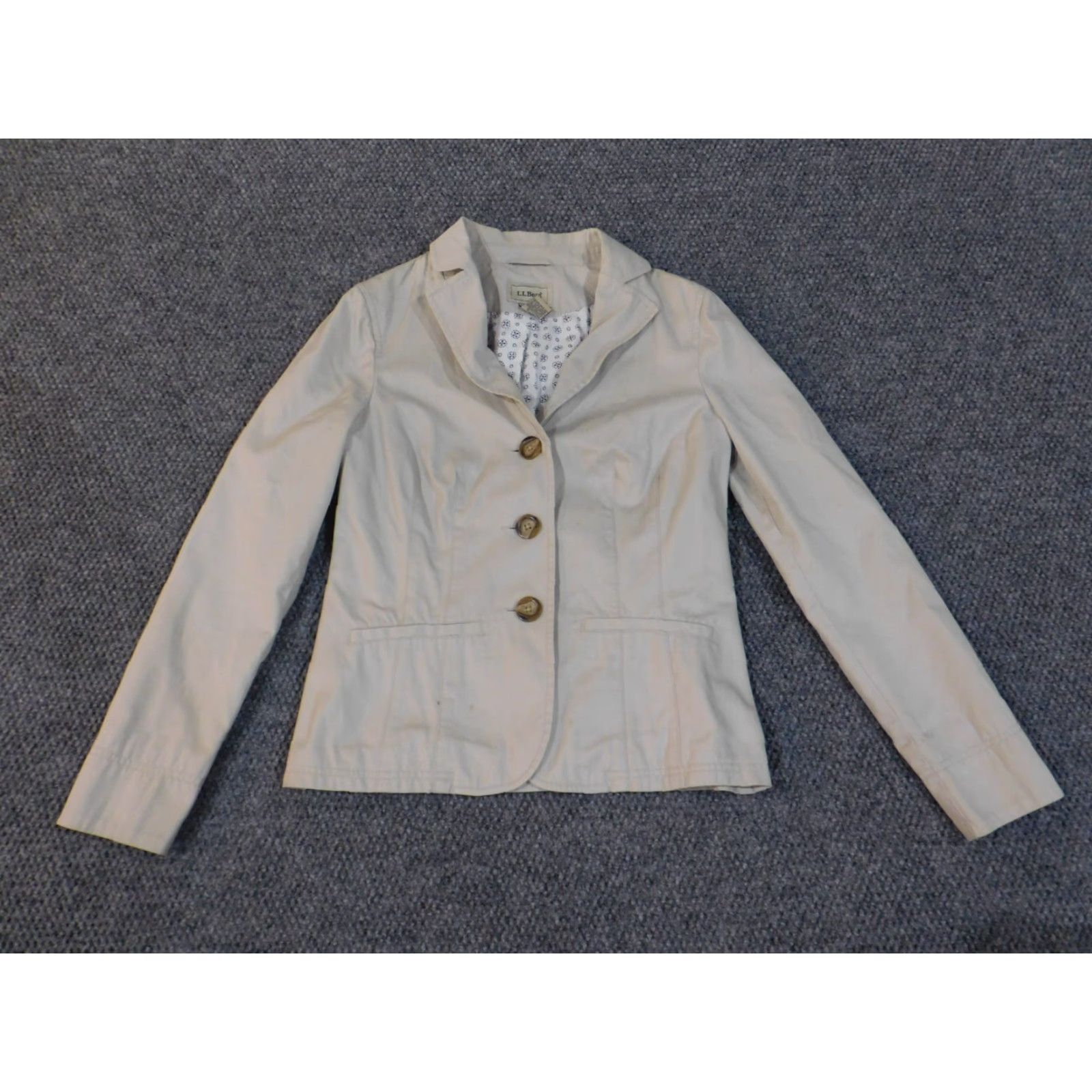 Vintage L.L. Bean Jacket Trench Coat Womens 0 Beige Lined Canvas Button Retro Classic Casual Fall Spring Womens Size XS / US 0-2 / IT 36-38 - 4 Thumbnail