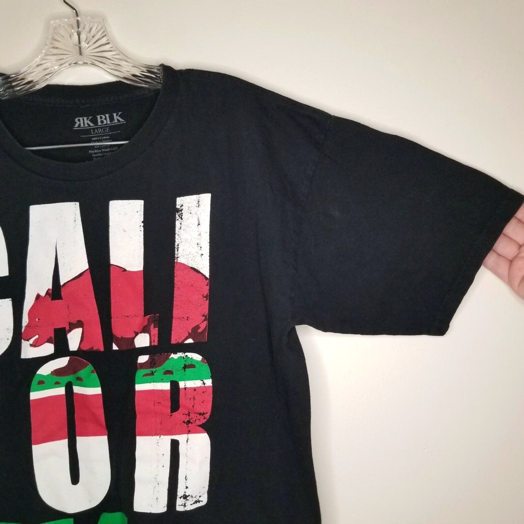 Vintage RK BLK Mens Black Short Sleeve California T-Shirt Size Large Size US L / EU 52-54 / 3 - 3 Thumbnail