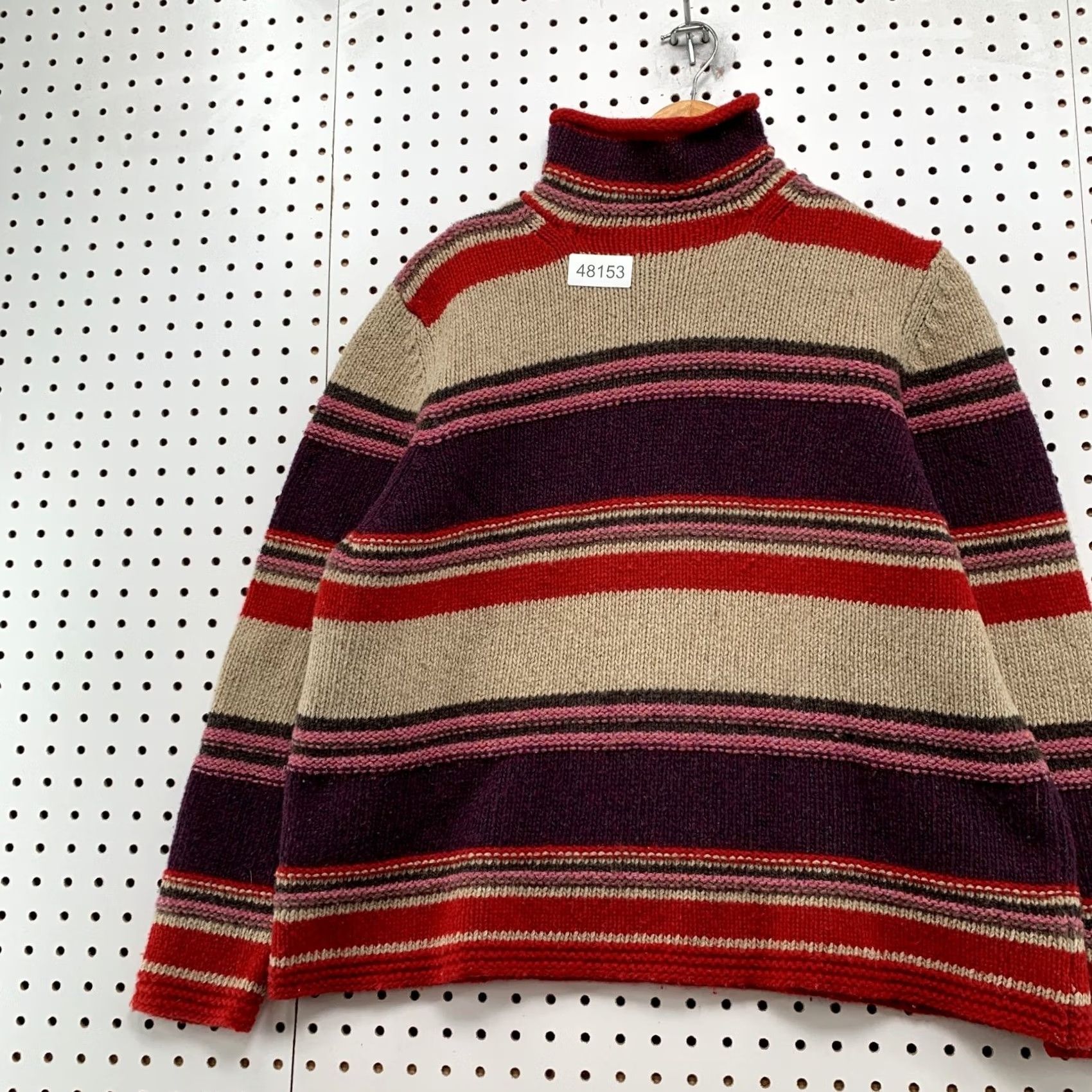 Eddie Bauer Eddie Bauer Wool Turtleneck Sweater Womens XL Red Striped Knit Lambswool Size XL / US 12-14 / IT 48-50 - 4 Thumbnail
