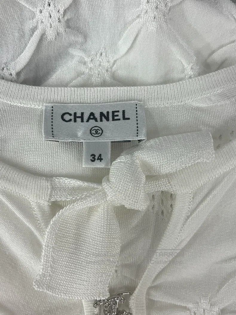 Chanel Chanel 24P white long-sleeved hollow double c bow dress Size XXS / US 00 / IT 34 - 4 Thumbnail
