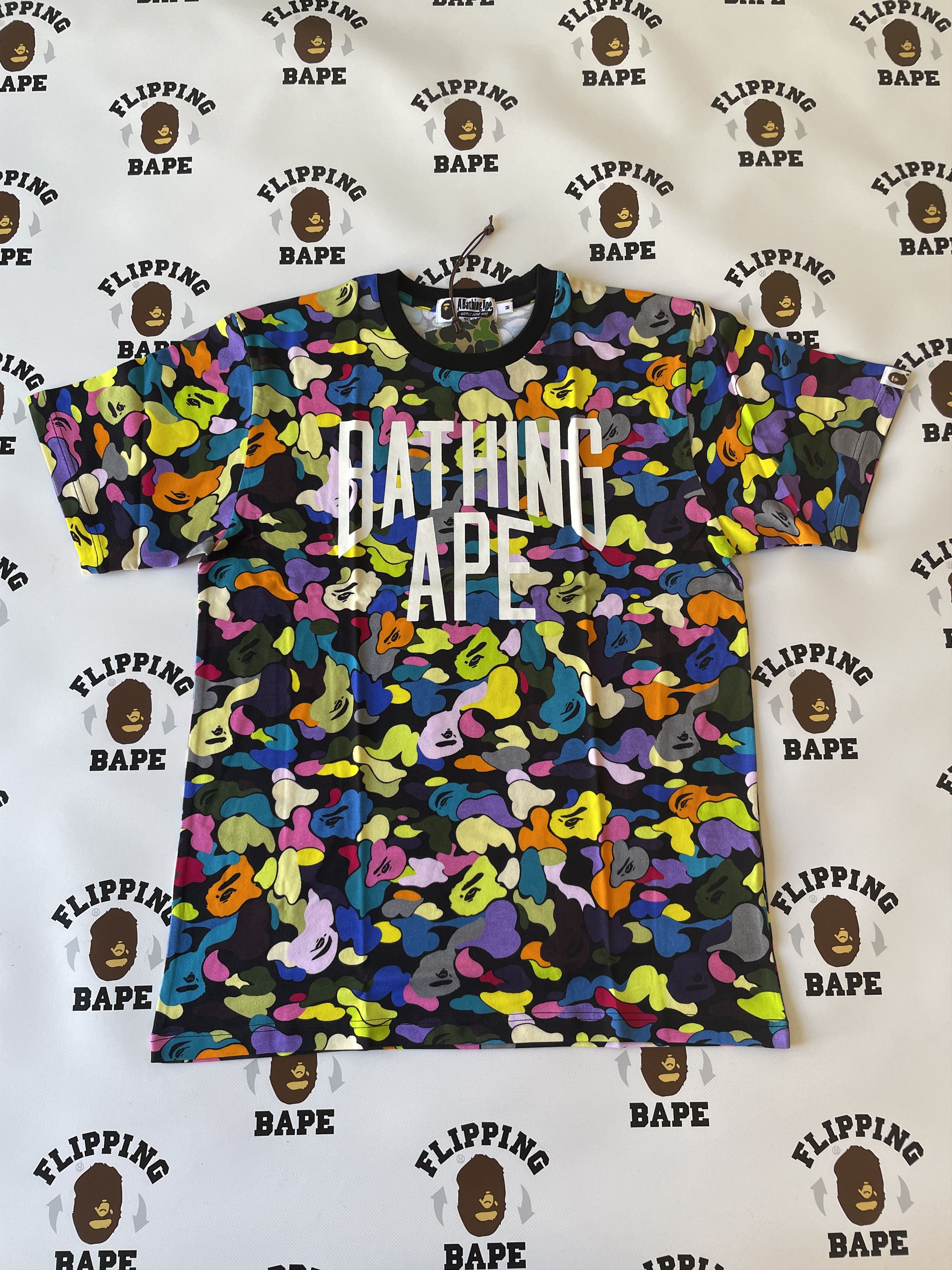 image of Bape Multi Camo Nyc Logo Tee in Black, Men's (Size XL)