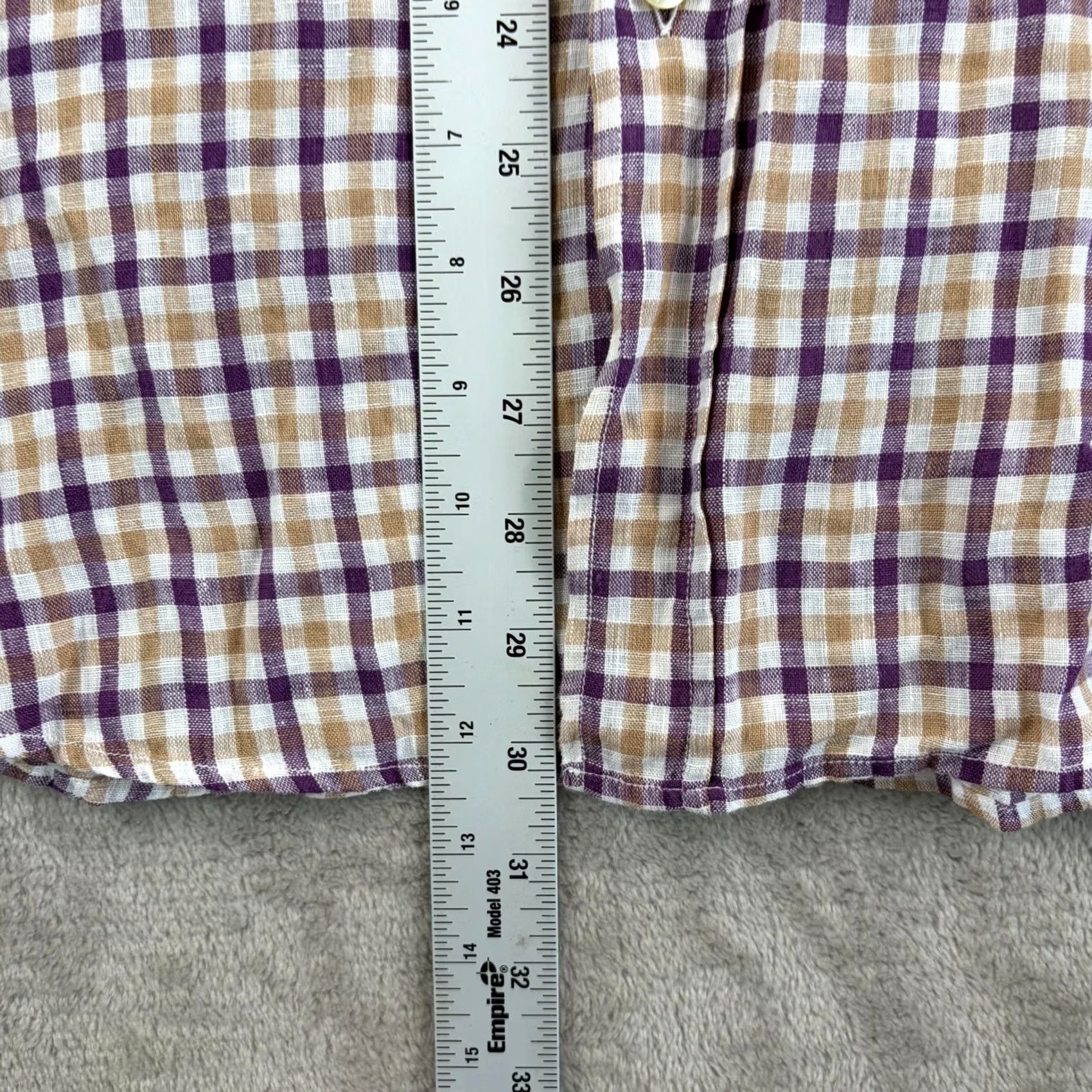 Etro ETRO Milano Slim Fit Dress Shirt 43 Multi Plaid 100% Linen Italy Contras Collar Size 46R - 6 Thumbnail