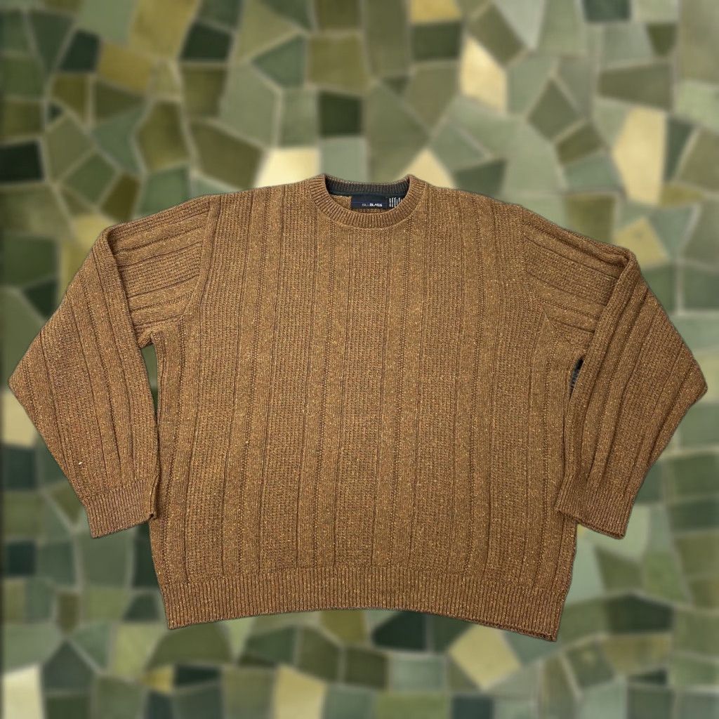 Bill Blass Bill Blass Sweater Mens XL Brown Ribbed Knit Crewneck Pullover Cotton Blend Size US XL / EU 56 / 4 - 1 Thumbnail