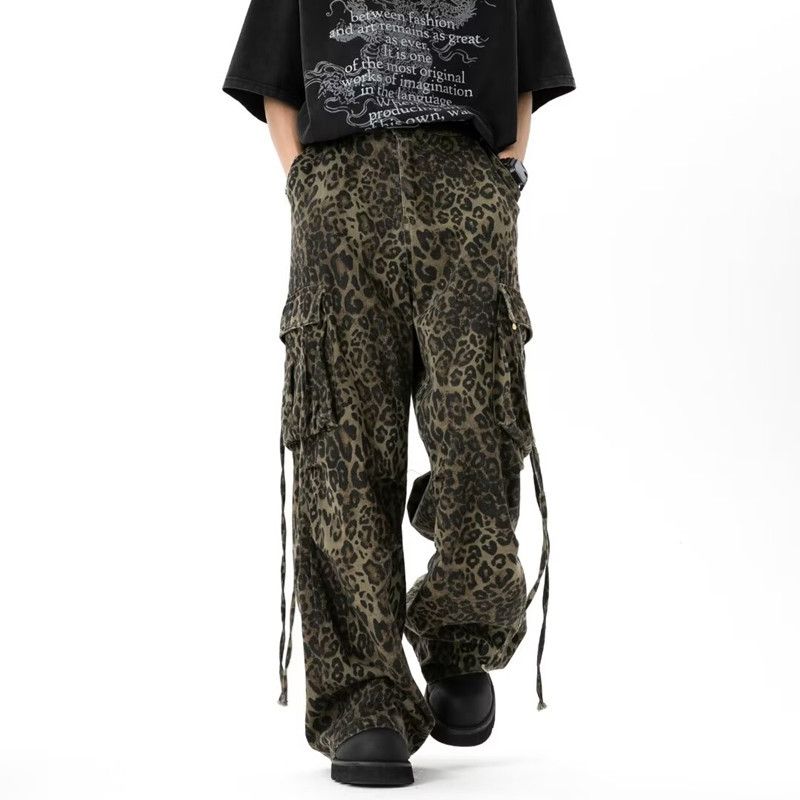 Japanese Brand × Jean Leopard Baggy Stacked Cargo Jeans Size US 34 / EU 50 - 1 Thumbnail