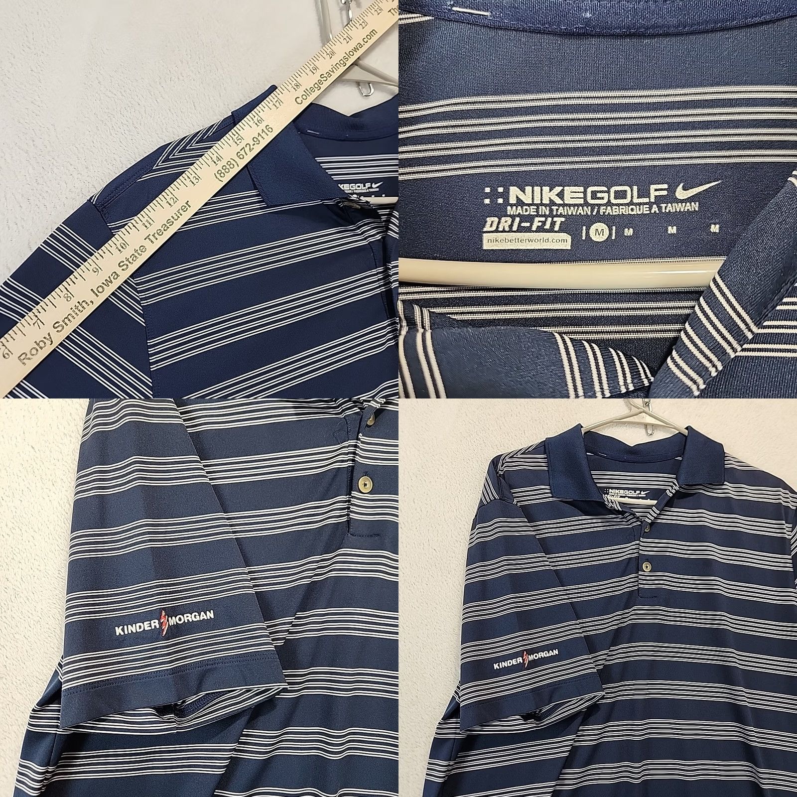 Nike Nike Golf Dri-Fit Polo Shirt Mens M Blue Striped Short Sleeve Polyester Polo Shirt Size US M / EU 48-50 / 2 - 8 Thumbnail