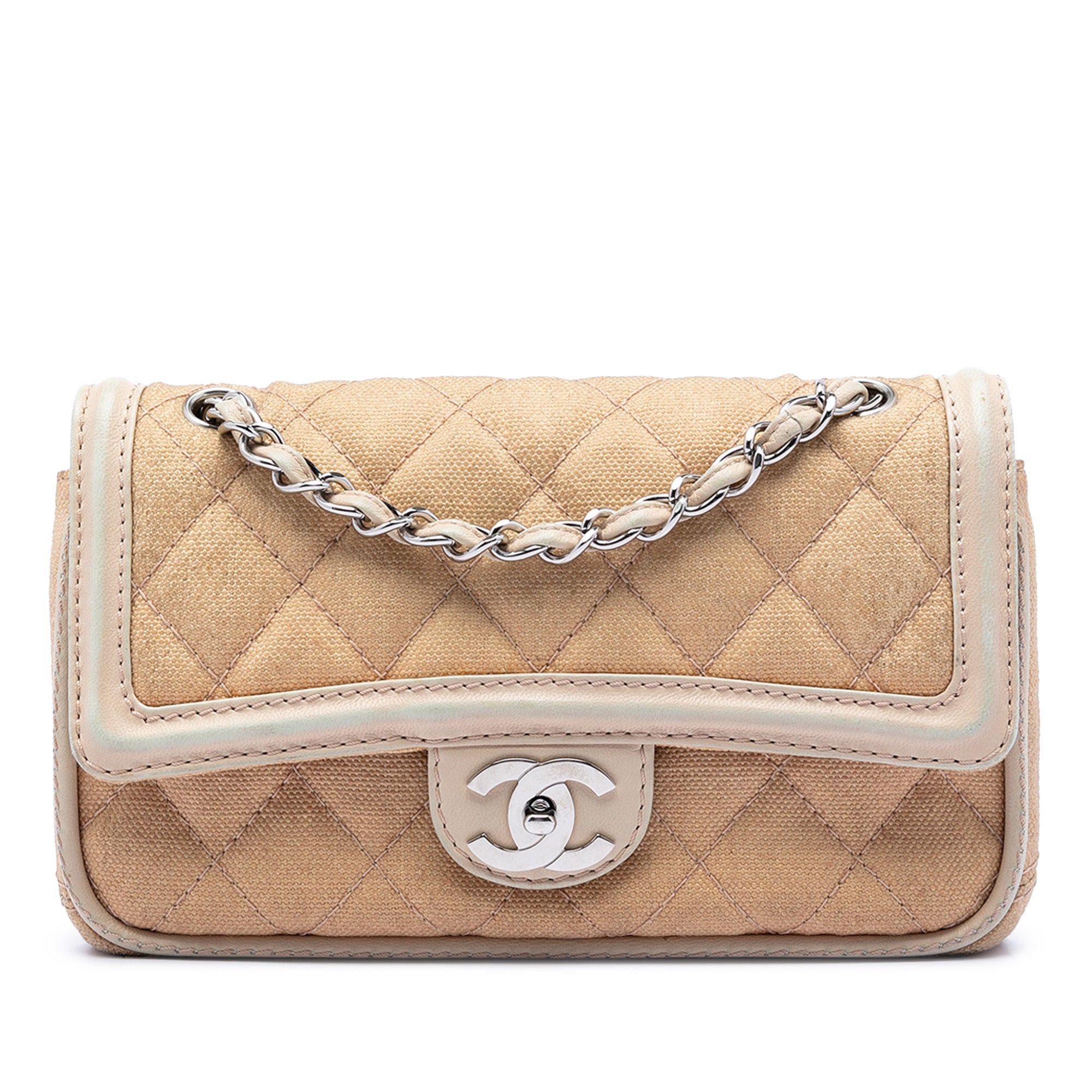 Chanel Medium Classic Canvas Lambskin Trimmed Double Flap Size ONE SIZE - 1 Thumbnail