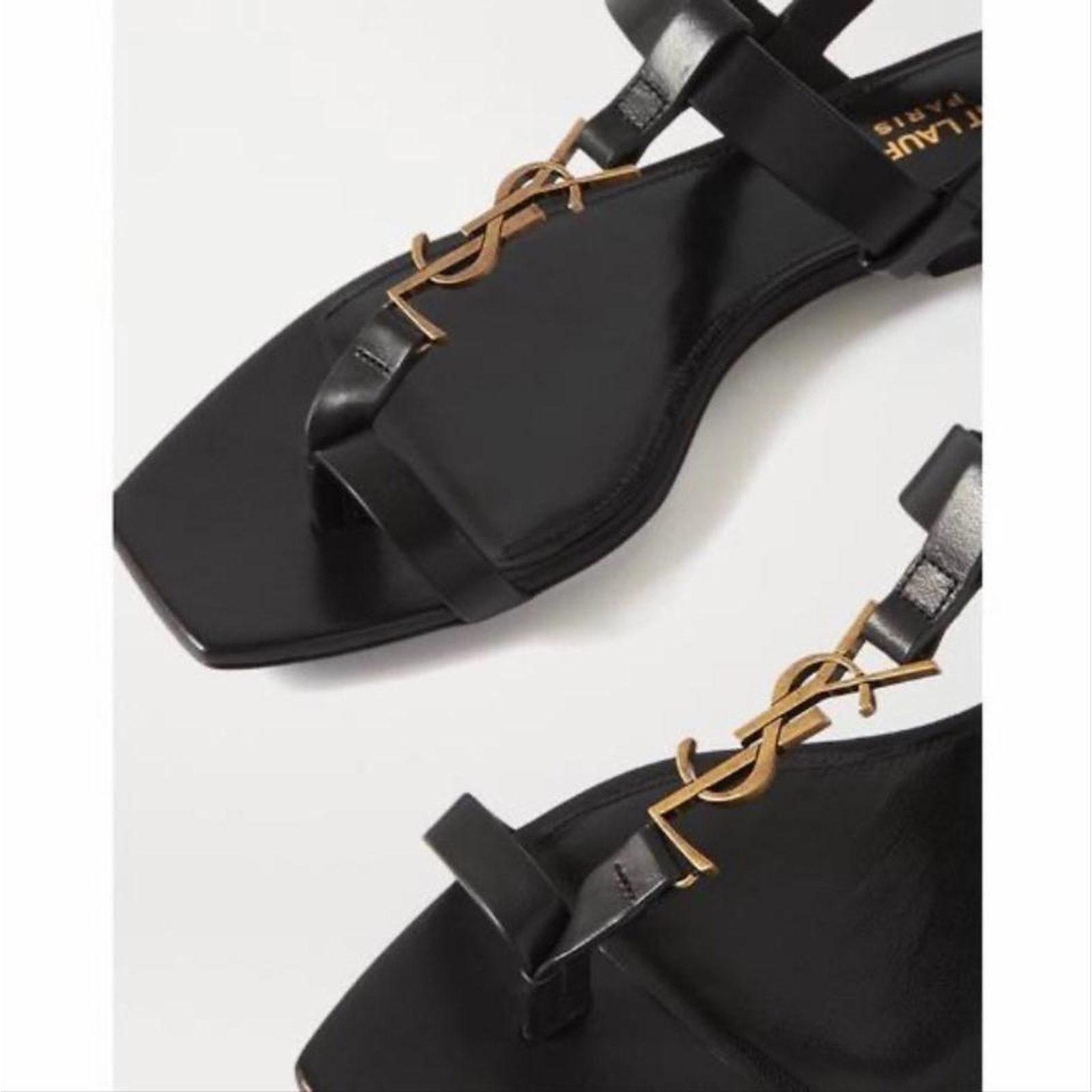 Saint Laurent Paris Cassandra monogram YSL logo leather thong sandals 40 Size US 10 / IT 40 - 5 Thumbnail