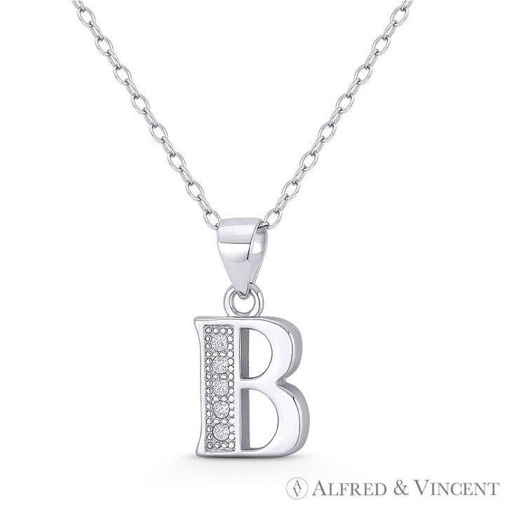 Other Initial Letter "B" CZ Crystal Pendant in .925 Sterling Silve Size ONE SIZE - 1 Preview