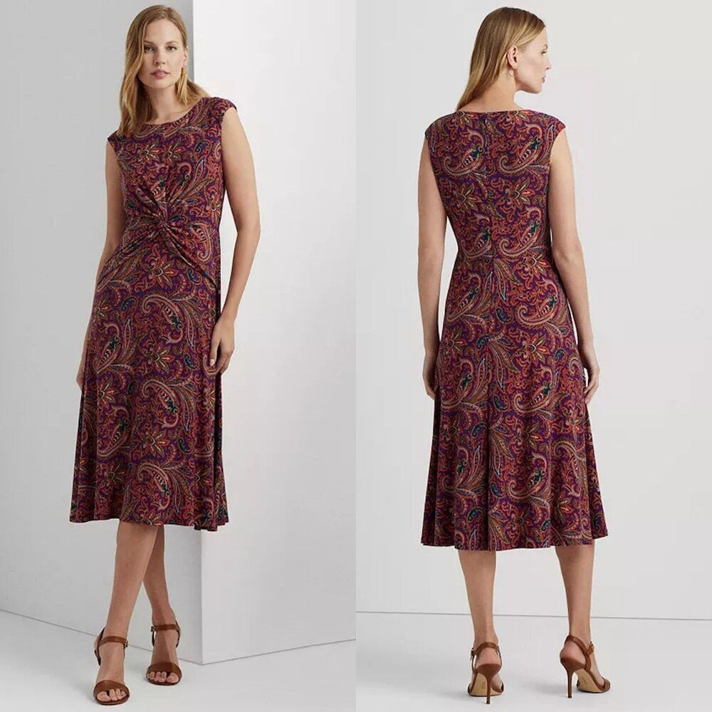 Ralph Lauren NWT New $135 Ralph Lauren Paisley Twist-Front Jersey Dress Size XL / US 12-14 / IT 48-50 - 1 Thumbnail
