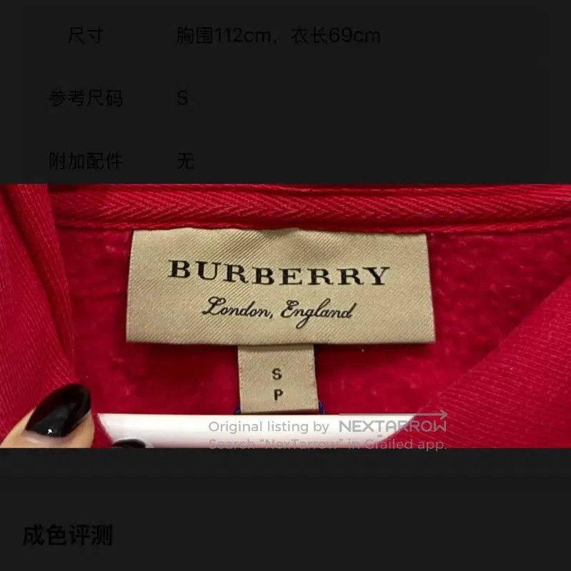 Burberry Burberry Red Cotton Women's Hoodie. Size S / US 4 / IT 40 - 4 Thumbnail