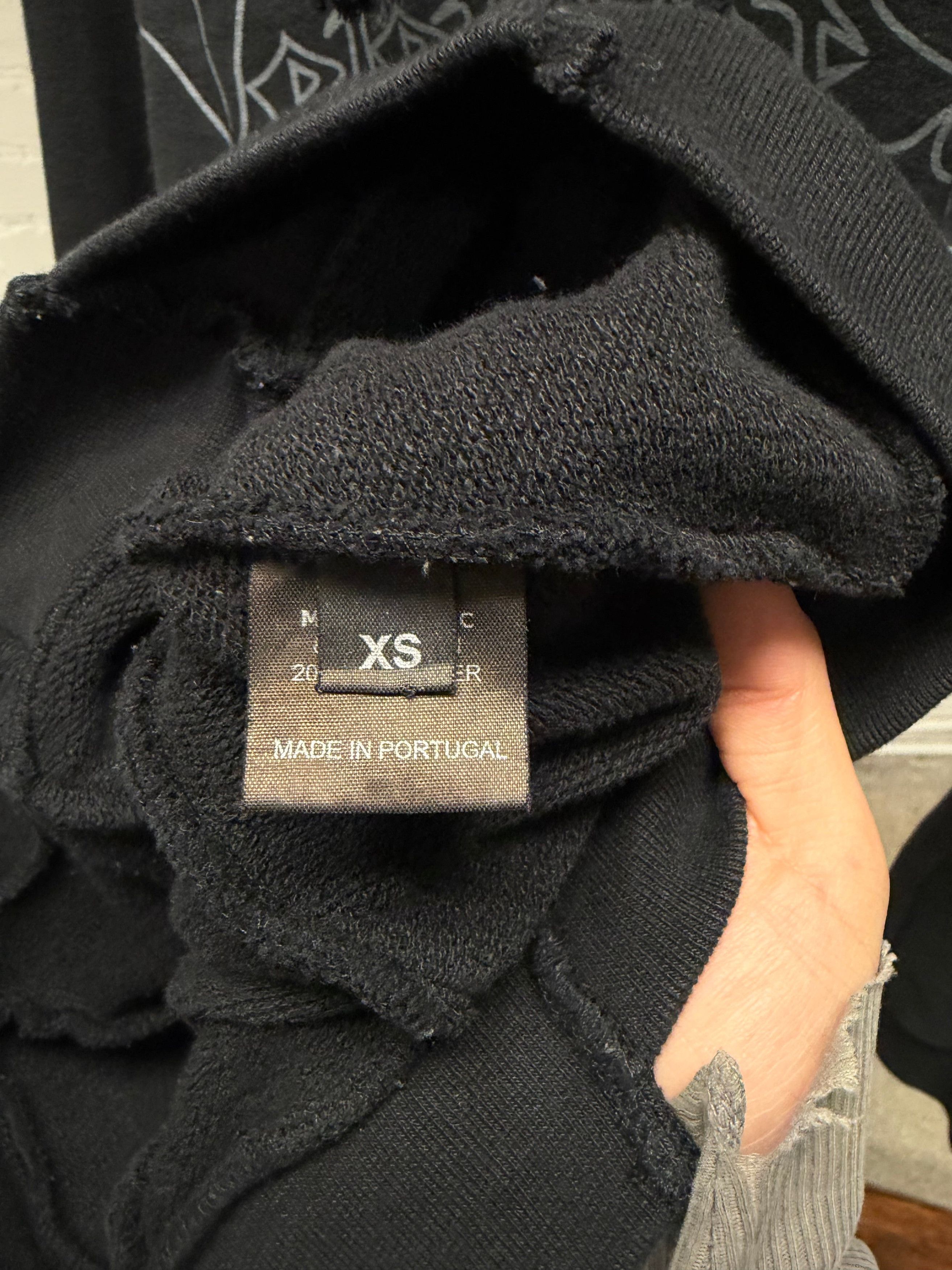 Vetements SS2016 Vetements ‘Metal Logo’ Black Reconstructed Split Hoodie Size US XS / EU 42 / 0 - 6 Thumbnail