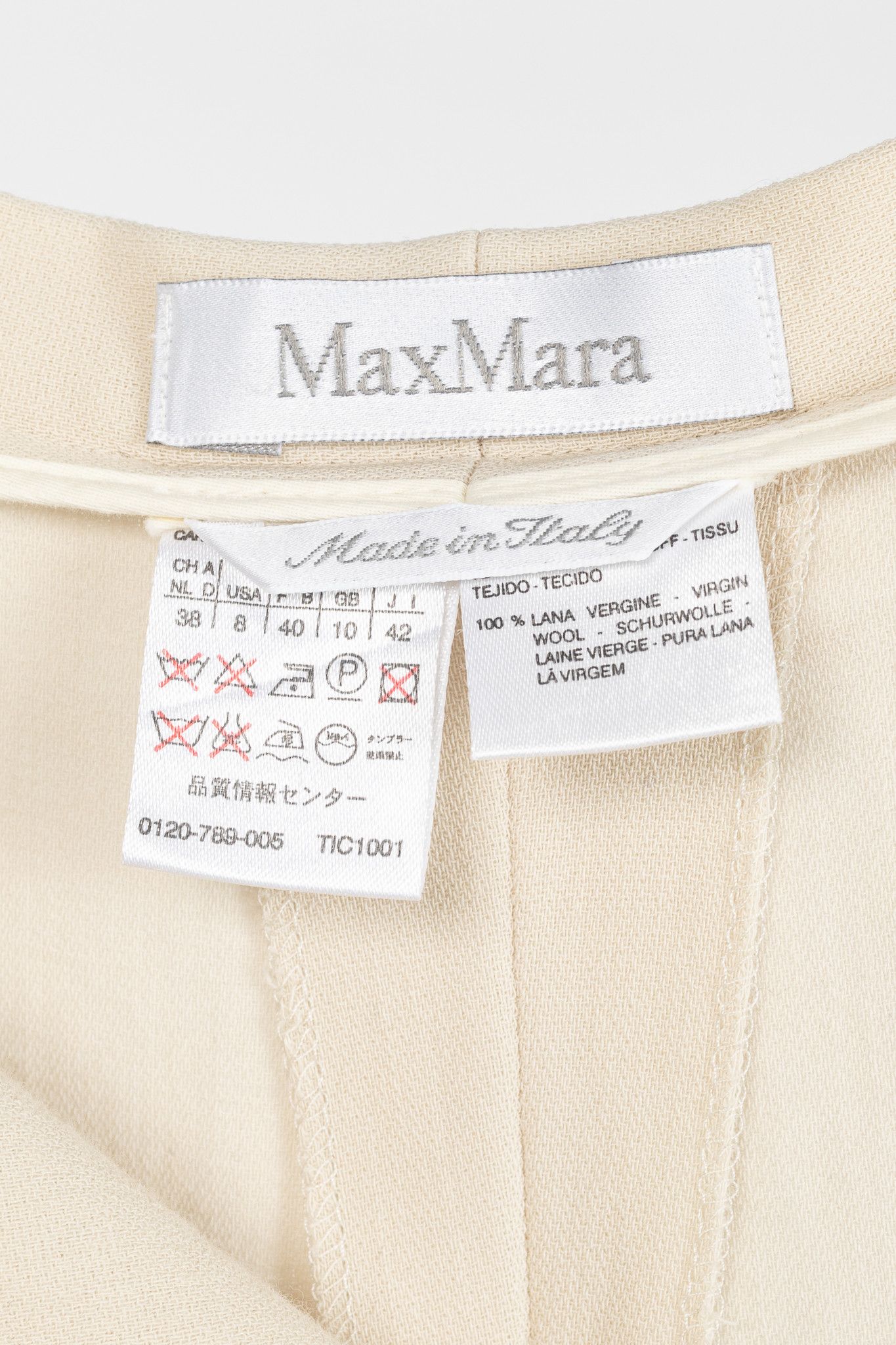 Max Mara Max Mara Cream Wool-Crepe Straight-Leg Trousers Size 30" / US 8 / IT 44 - 4 Thumbnail