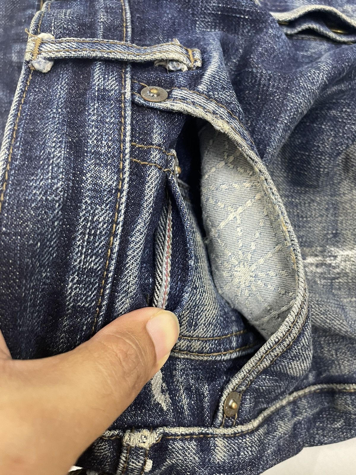 Blue Blue Japan × Japan Blue Distressed Japan Blue Jeans Selvedges Jeans Size US 32 / EU 48 - 12 Thumbnail