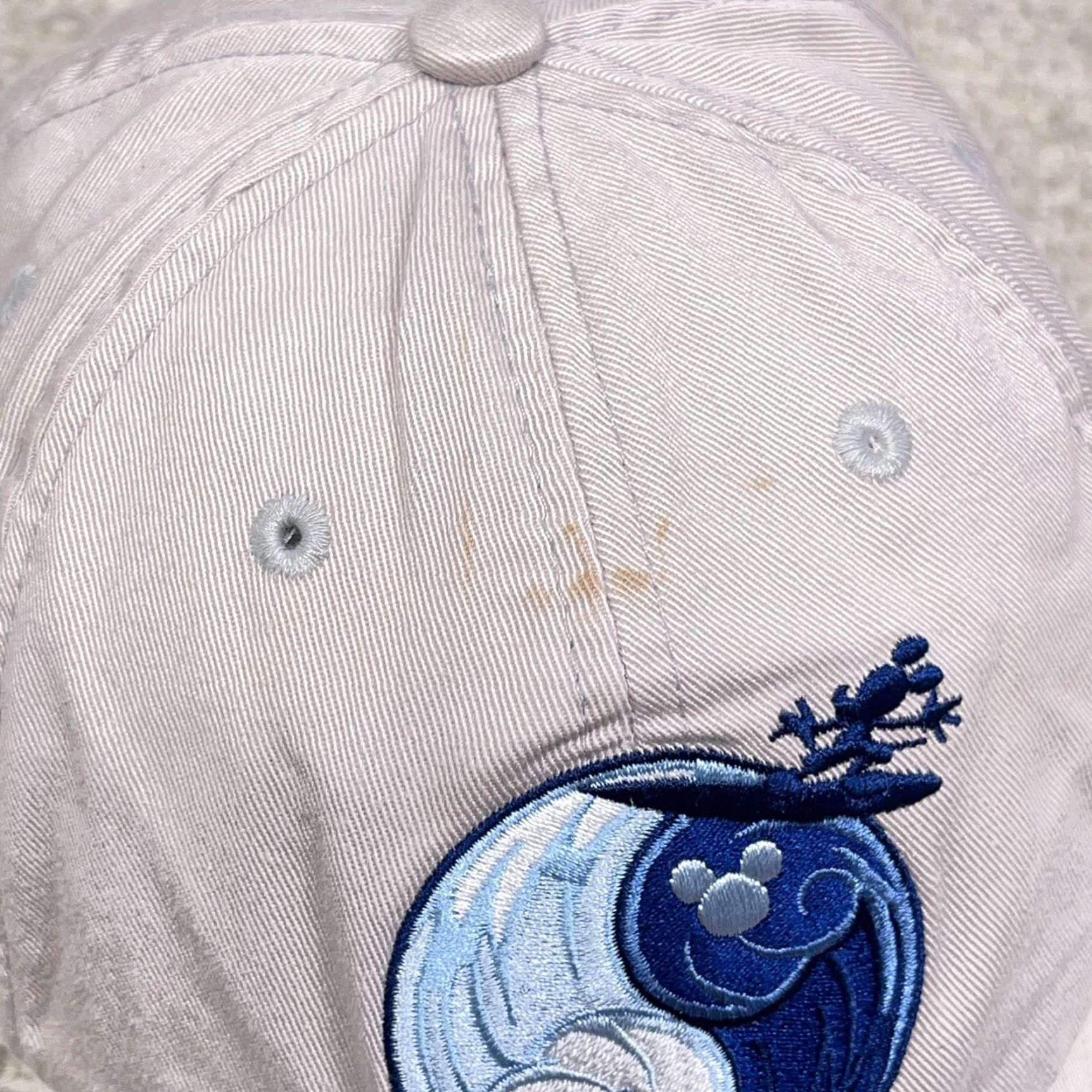 Disney VINTAGE Disney Hat Cap Strap Back Tan Khaki Surfing Peace Sign Dad Mickey Mouse VTG Y2K Beig e Size ONE SIZE - 4 Thumbnail