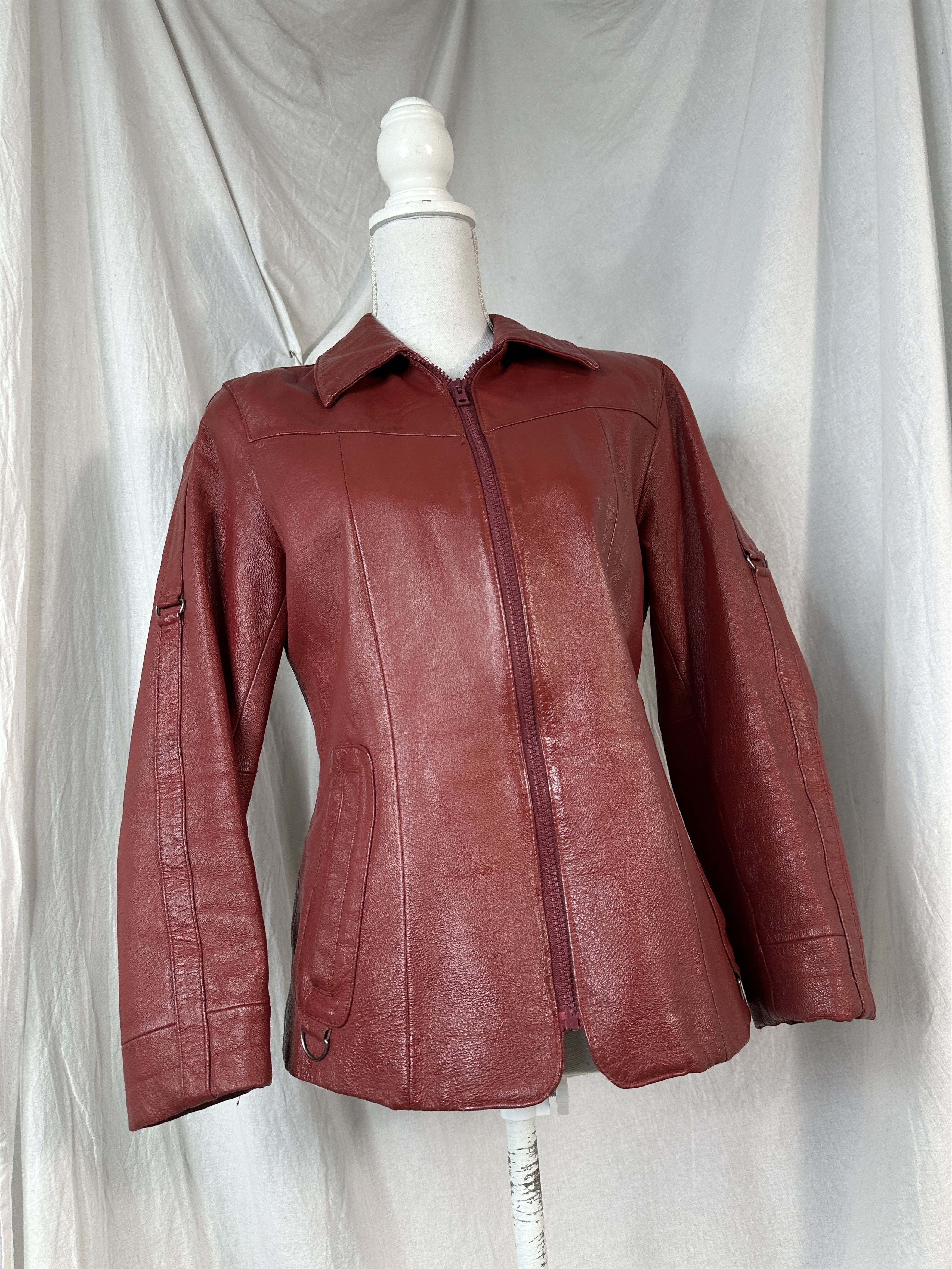 Vintage Vintage Y2K Avant Garde Biker Moto Cherry Red Leather Jacket Size US L / EU 52-54 / 3 - 5 Thumbnail