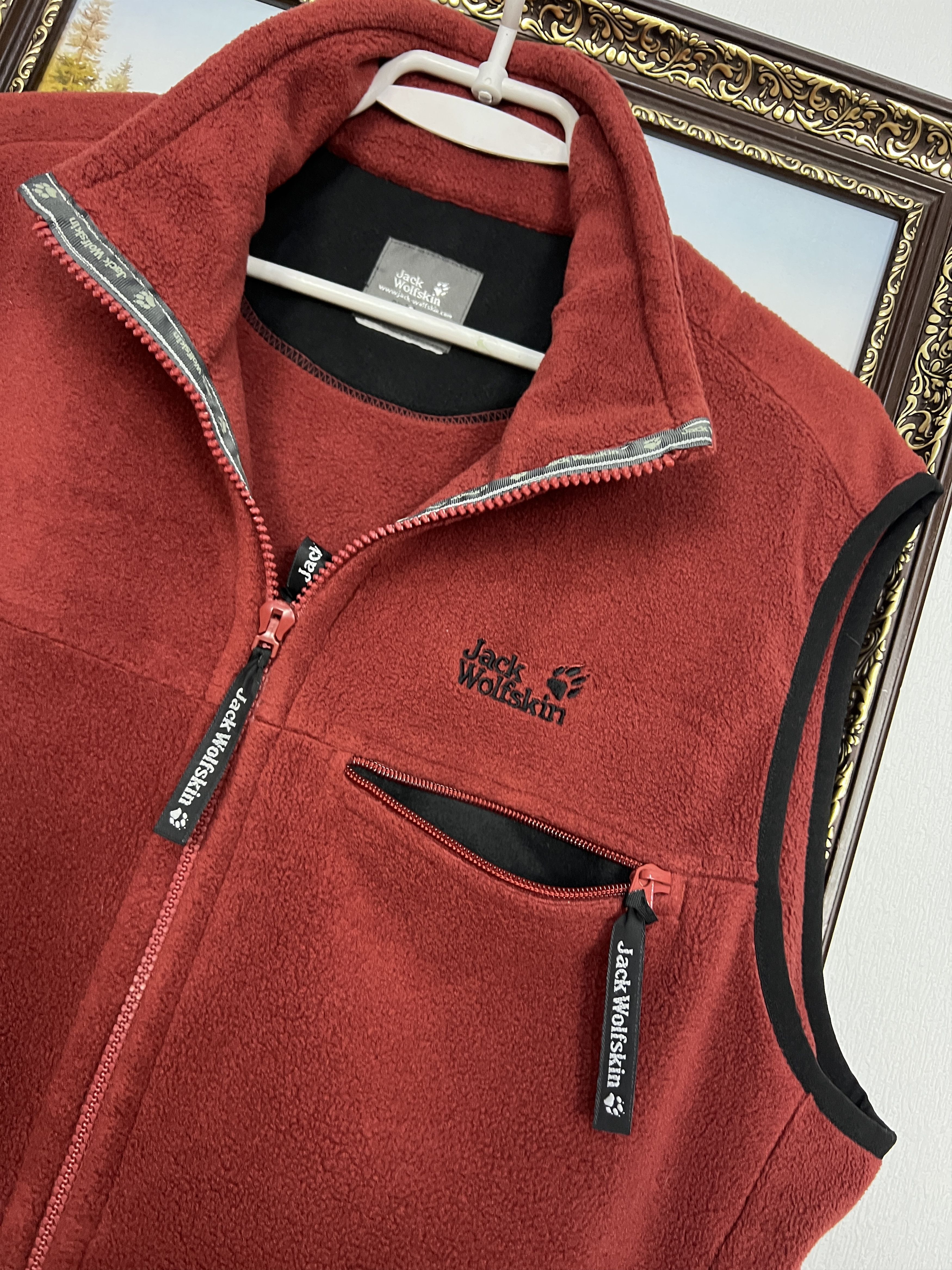 Jack Wolfskin Vintage Fleece Vest Gilet Red Jacket Track Top Hiking Rare Size US XL / EU 56 / 4 - 3 Thumbnail