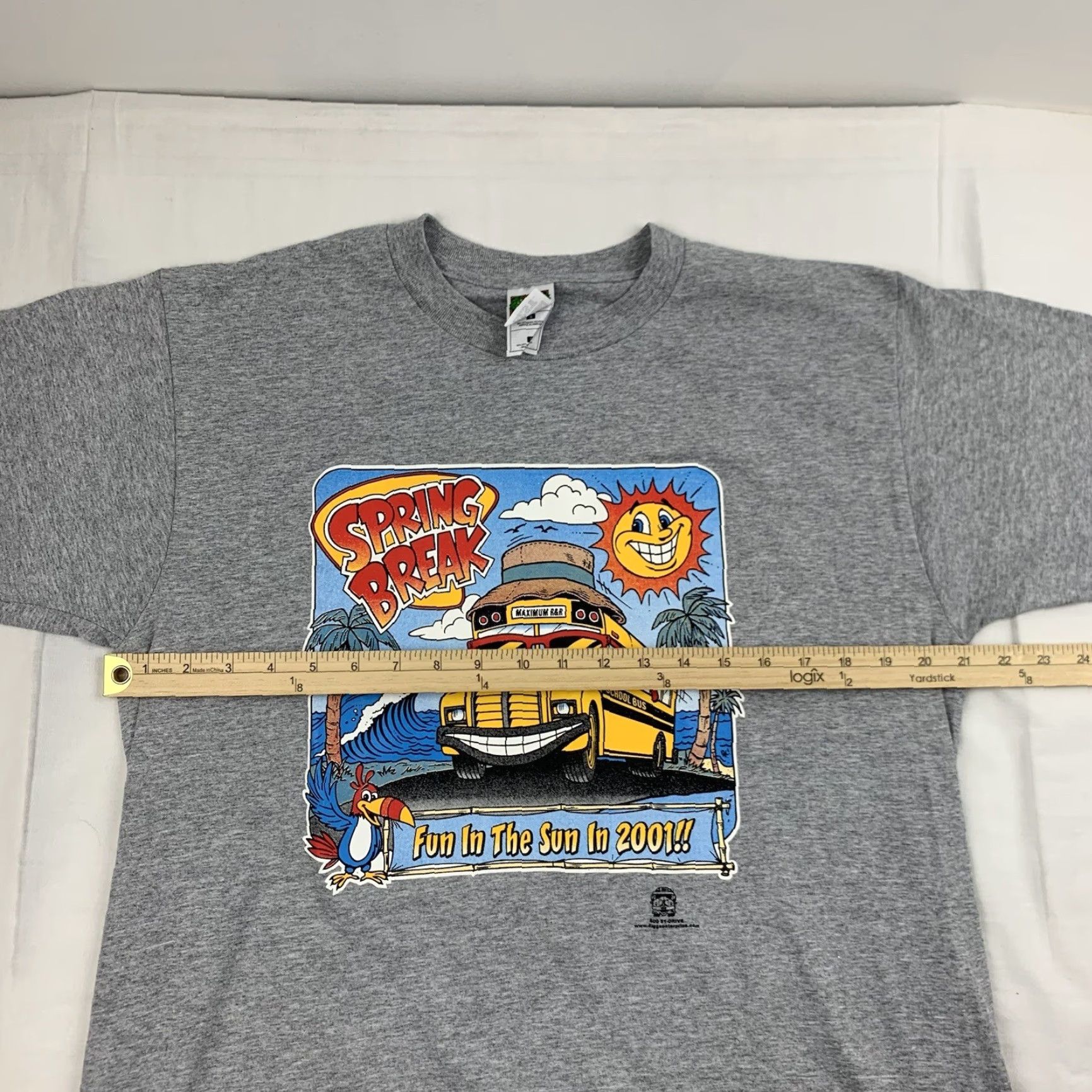 Fruit Of The Loom VINTAGE Fruit of the Loom Shirt Adult Large Gray 2001 Spring Break Cartoon America Mens Size US L / EU 52-54 / 3 - 6 Thumbnail