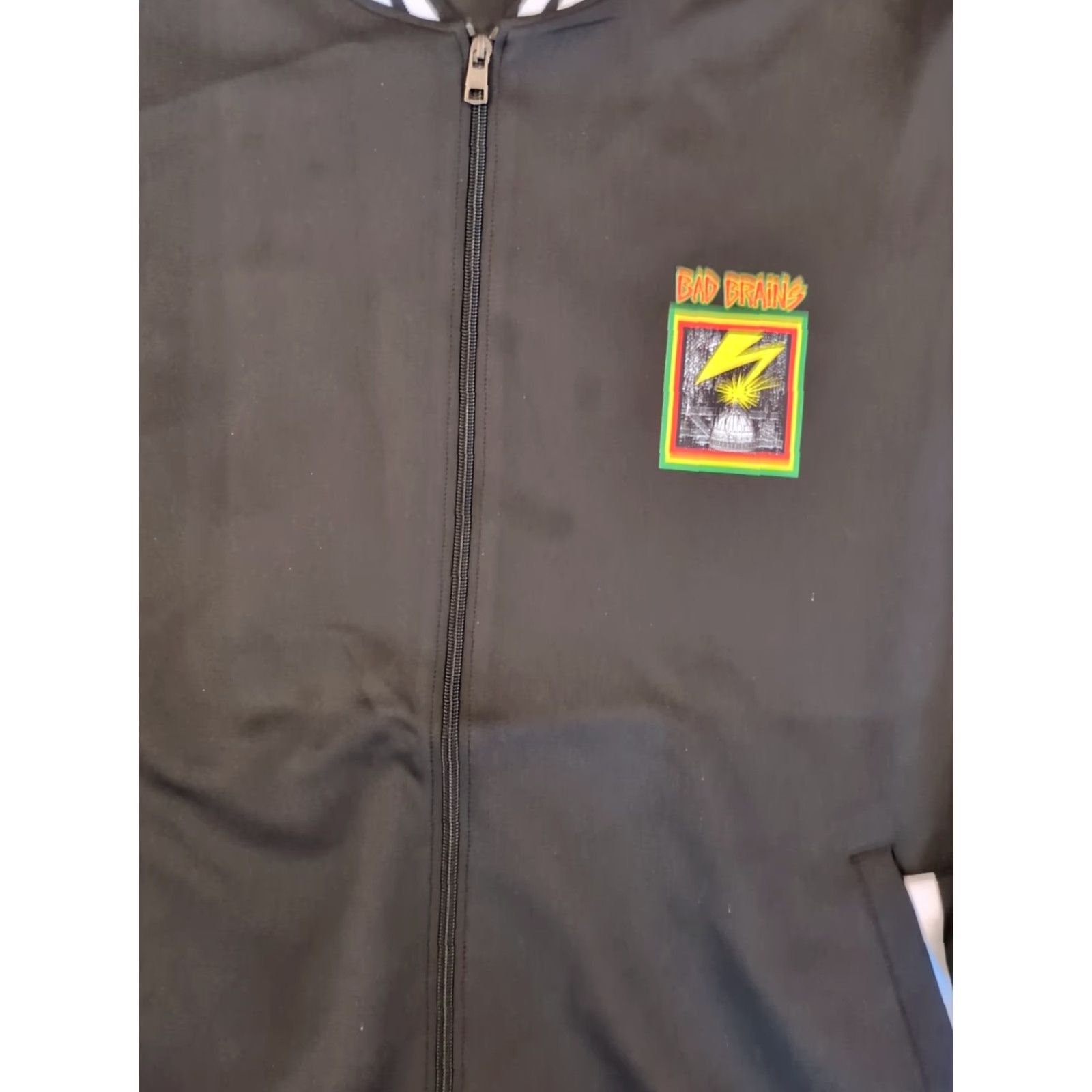 Rains Bad Brains Black Zip Up Track Jacket XL 47" Chest Band Collar Punk 1976 Wind-Resistant Pockets Elastic Waist Full Zip Size US XL / EU 56 / 4 - 3 Thumbnail
