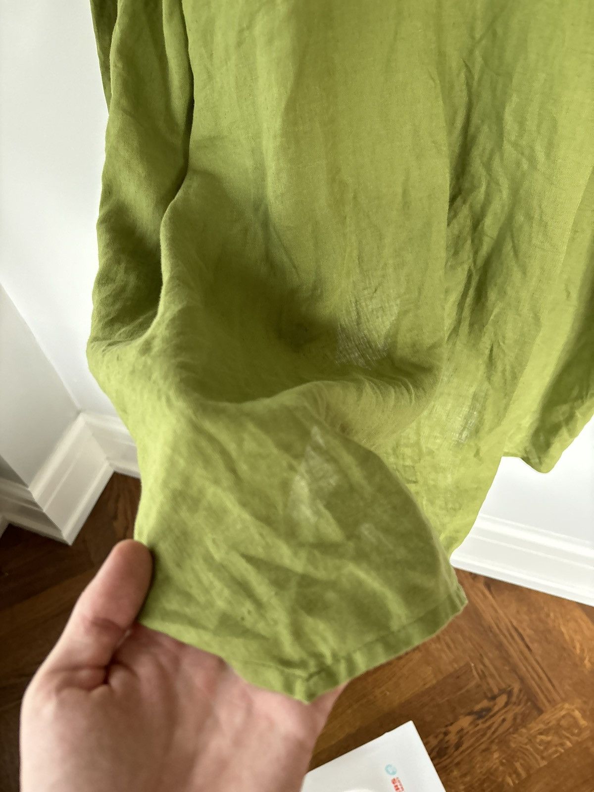 Designer × Vintage × eskandar Eskandar Linen Overshirt Prada Green Drapey Slouch Long Open Size ONE SIZE - 9 Thumbnail