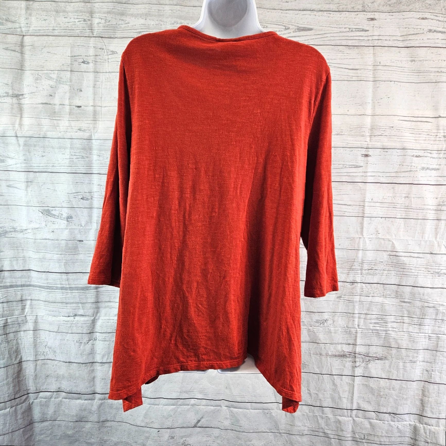 Vintage Chico's Women's Top Shirt L Red 3/4 Sleeve Cotton Blend Crochet Lace Rust Blouse Womens Size L / US 10 / IT 46 - 4 Thumbnail