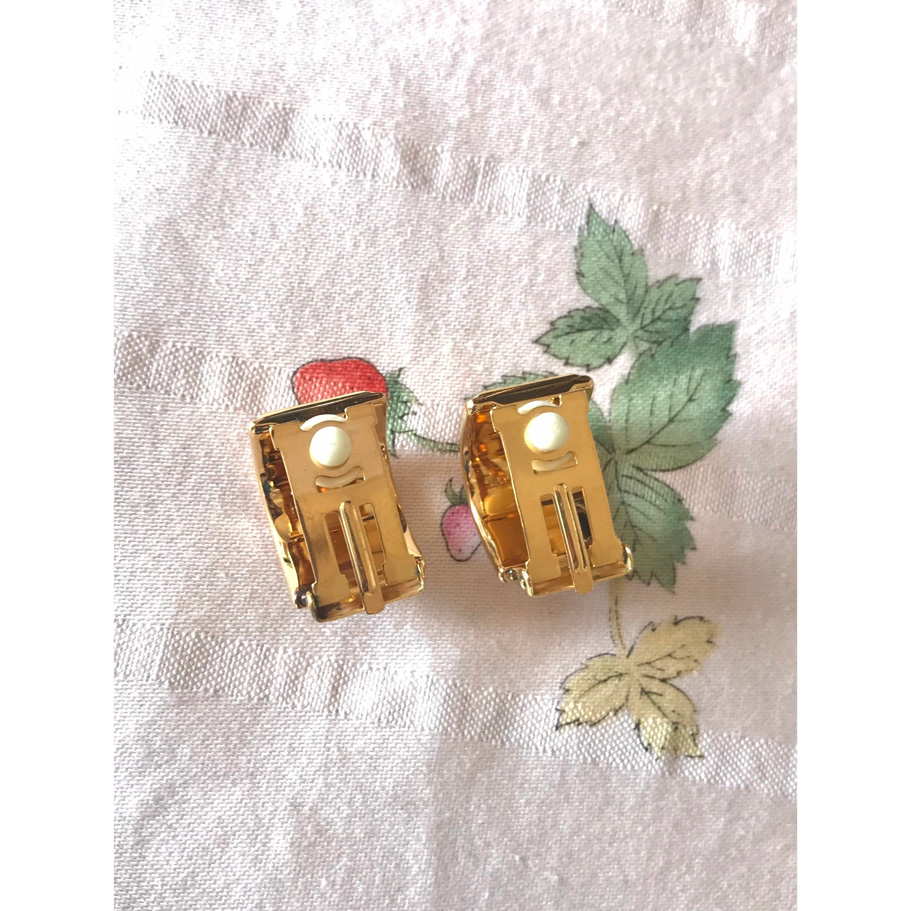 Hermes Vintage Hermes cloisonne golden earrings with red and yellow Size ONE SIZE - 7 Thumbnail