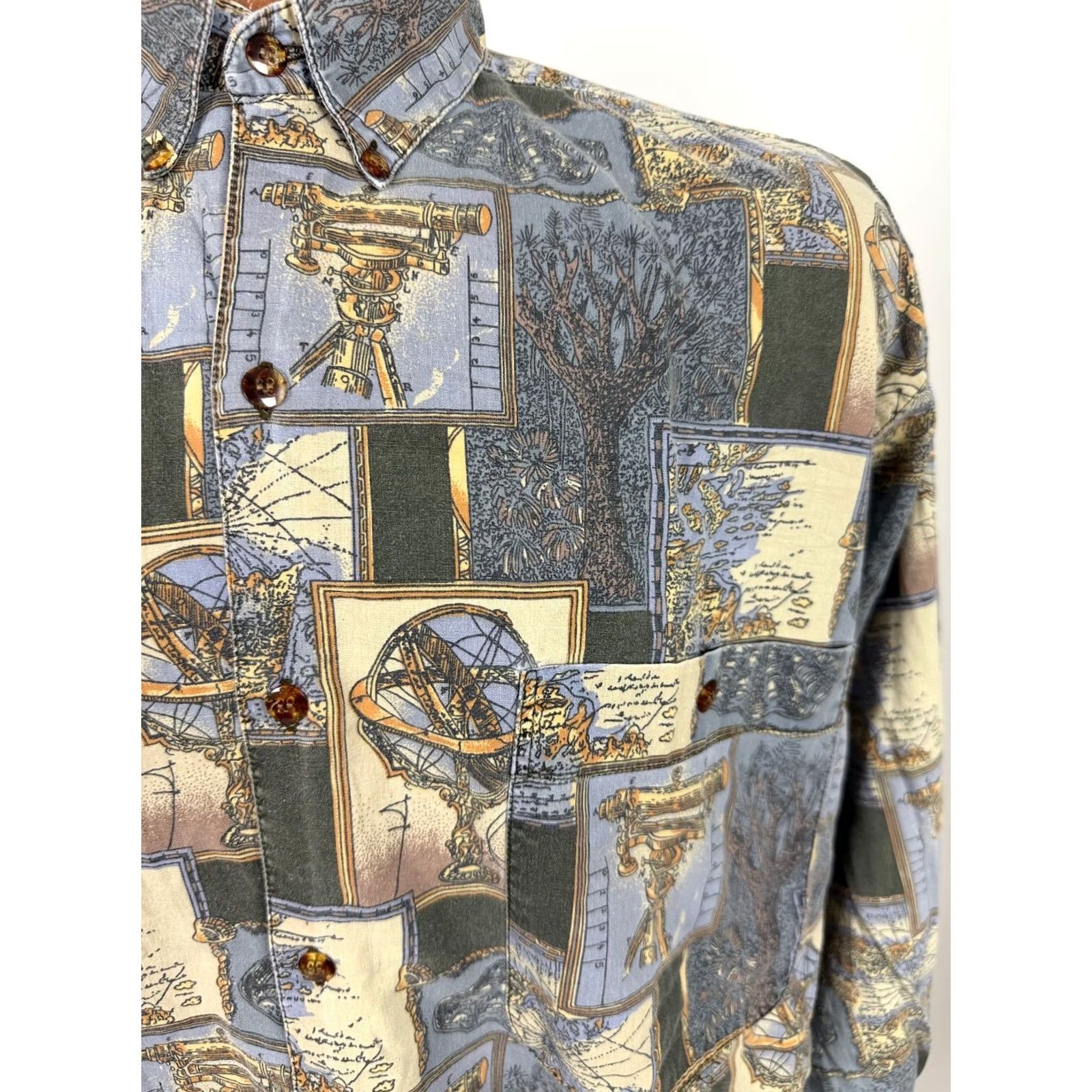 Vintage VINTAGE Cellini Shirt Men M Button-Down Short Sleeve Blue 80s 90s Graphic Print Nautical Retro Size US M / EU 48-50 / 2 - 2 Thumbnail