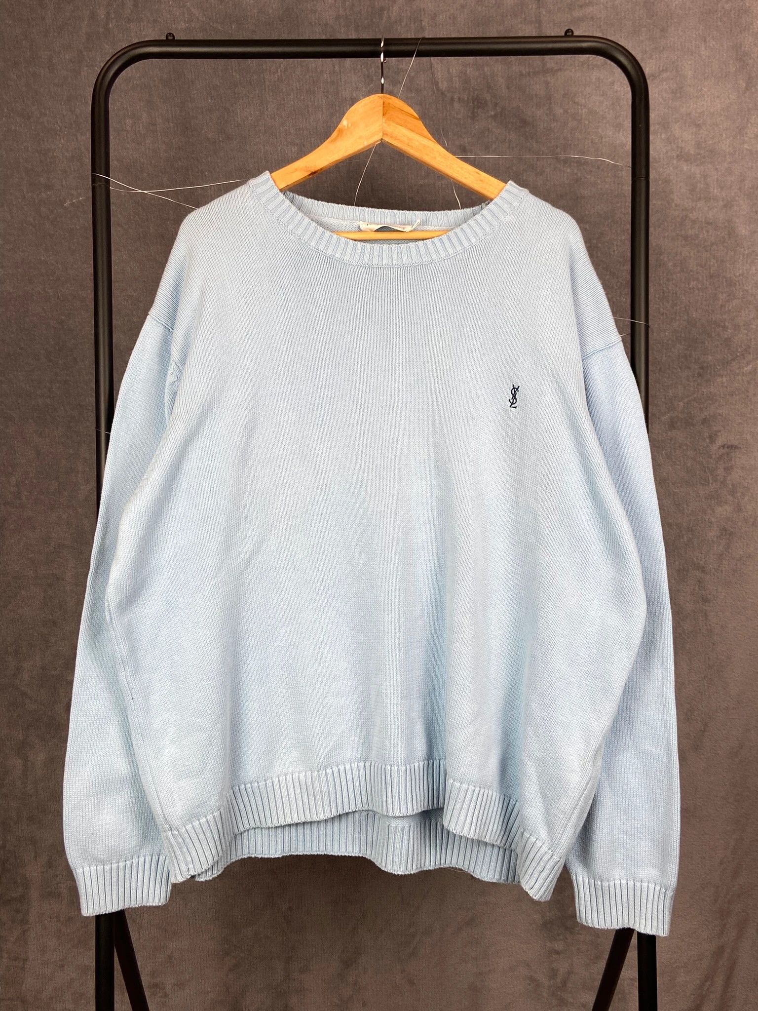 Saint Laurent Paris Yves Saint Laurent Light Blue Sweater XL Vintage Size US XL / EU 56 / 4 - 1 Thumbnail
