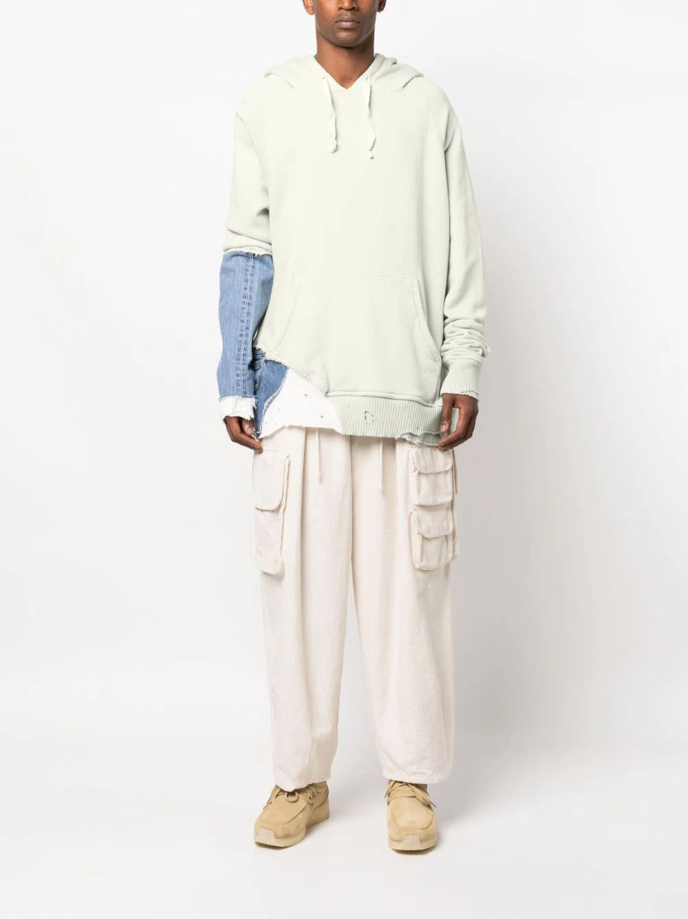 Greg Lauren $1250 NWT White/Denim Fragment Hoodie Large (Size 3) Size US L / EU 52-54 / 3 - 6 Thumbnail