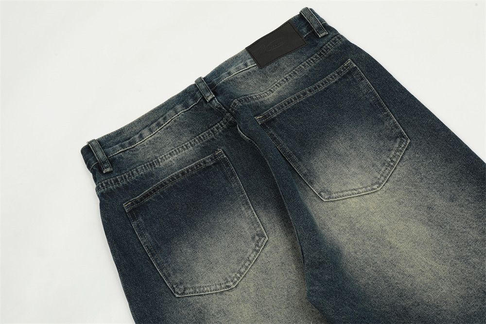 Japanese Brand American retro men's washed distressed loose straight jeans Size US 32 / EU 48 - 5 Thumbnail