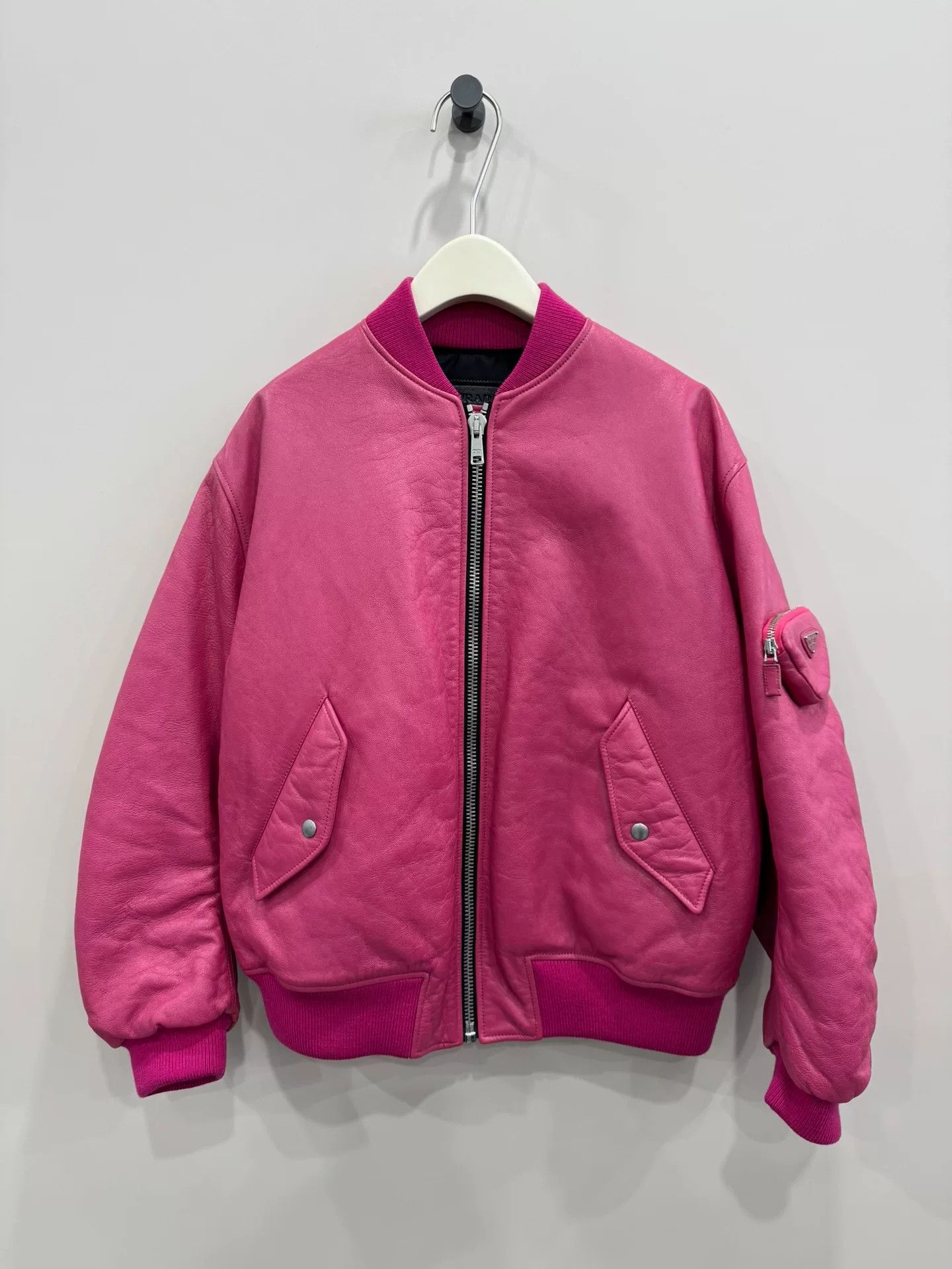 Raf Simons pink leather bomber jacket by Prada Size M / US 6-8 / IT 42-44 - 1 Thumbnail