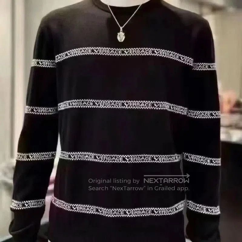 Versace Versace Black Cotton Long Sleeve Pullover Sweater . Size US XXL / EU 58 / 5 - 8 Thumbnail