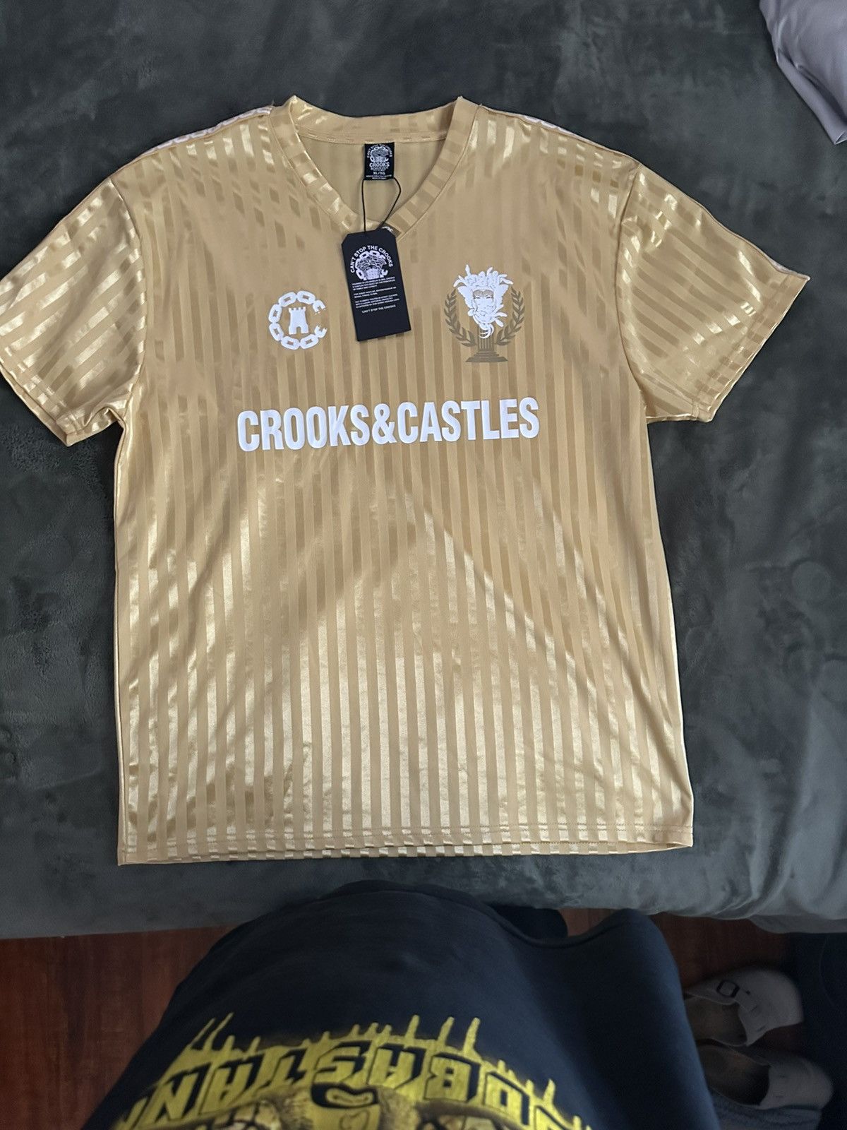 Crooks & Castles Crooks and Castles CNC Spellout Soccer Jersey Gold Stripe Size US XL / EU 56 / 4 - 1 Thumbnail
