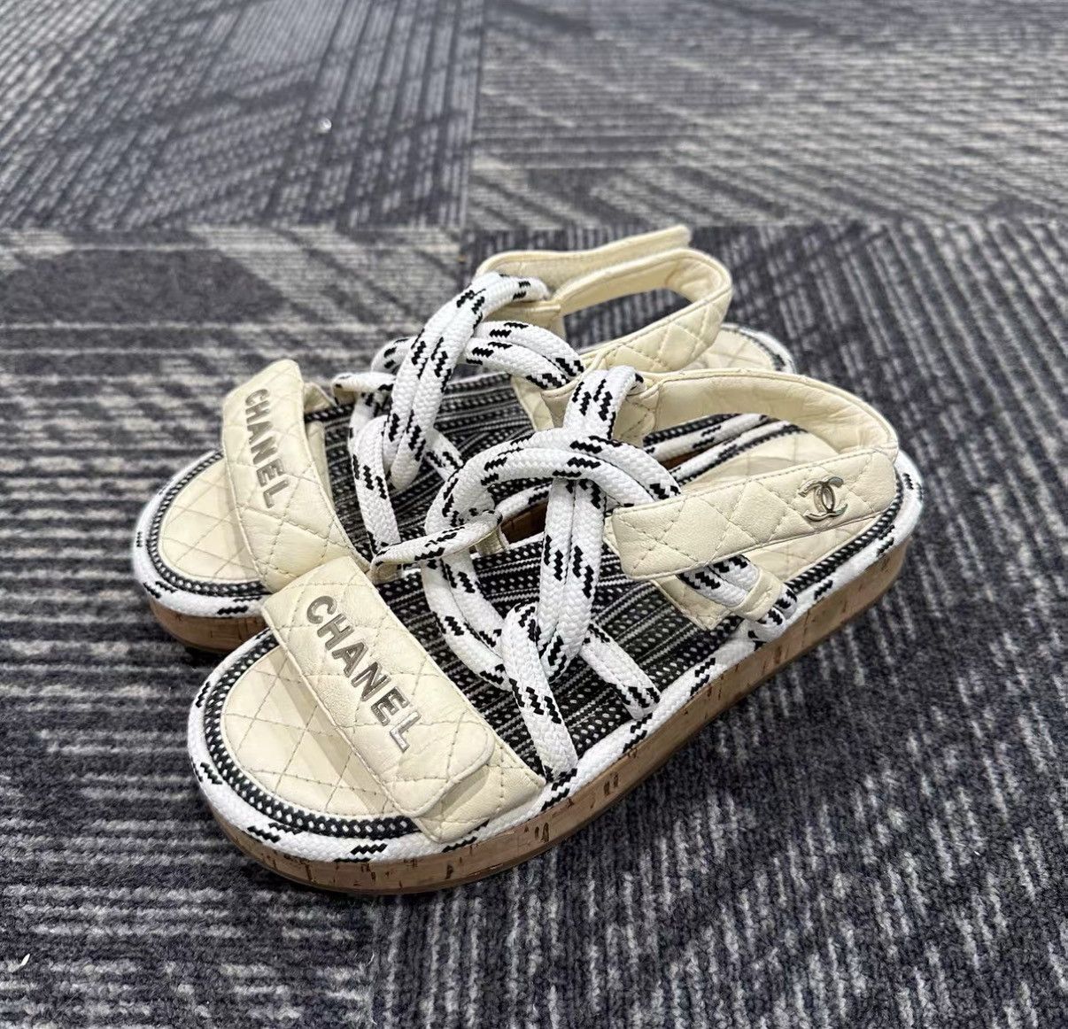 Chanel Chanel Woven Strappy Sandals J42 Size US 6 / IT 36 - 1 Thumbnail