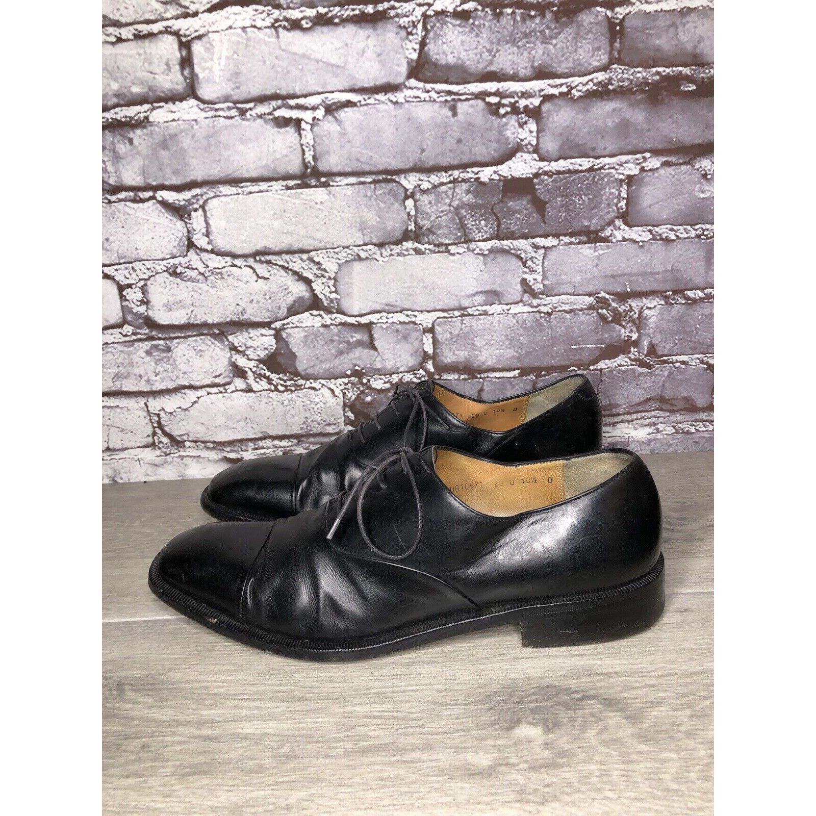 Salvatore Ferragamo Salvatore Ferragamo Black Leather Cap Toe Dress Shoes Oxford Size US 10.5 / EU 43-44 - 7 Thumbnail