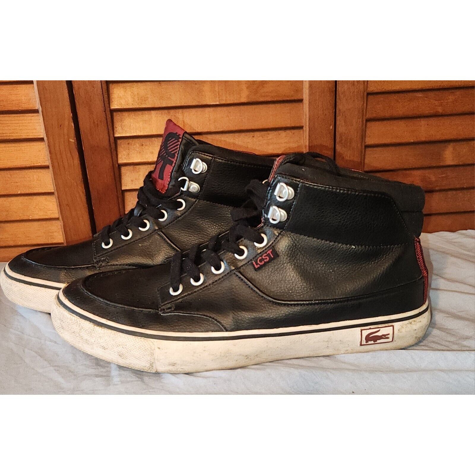 Lacoste Lacoste Hi Top Sneakers Ltd Ed 2013 Black Leather Autovault Size US 9 / EU 42 - 2 Thumbnail