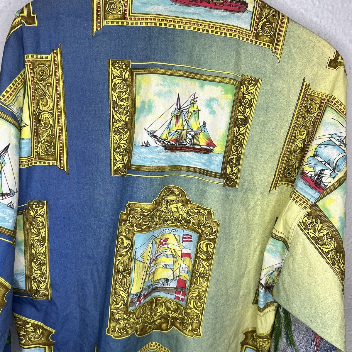 Versace Versace Vintage Shirt Ocean Nautical Ships Full Print 90s Size US L / EU 52-54 / 3 - 9 Thumbnail