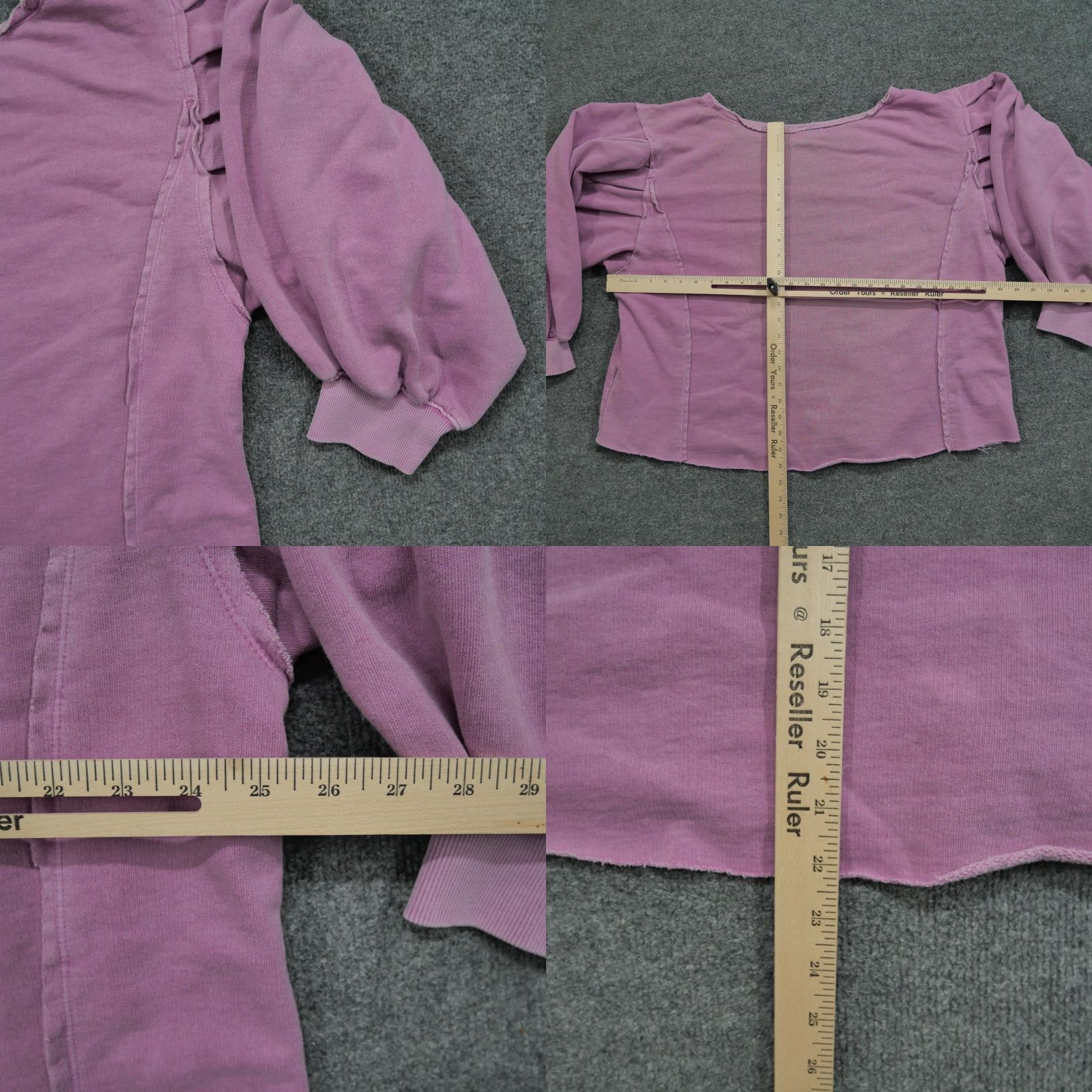 Free People We The Free Sweatshirt Womens Large Purple Raw Hem Balloon Sleeve Free People Size L / US 10 / IT 46 - 8 Thumbnail
