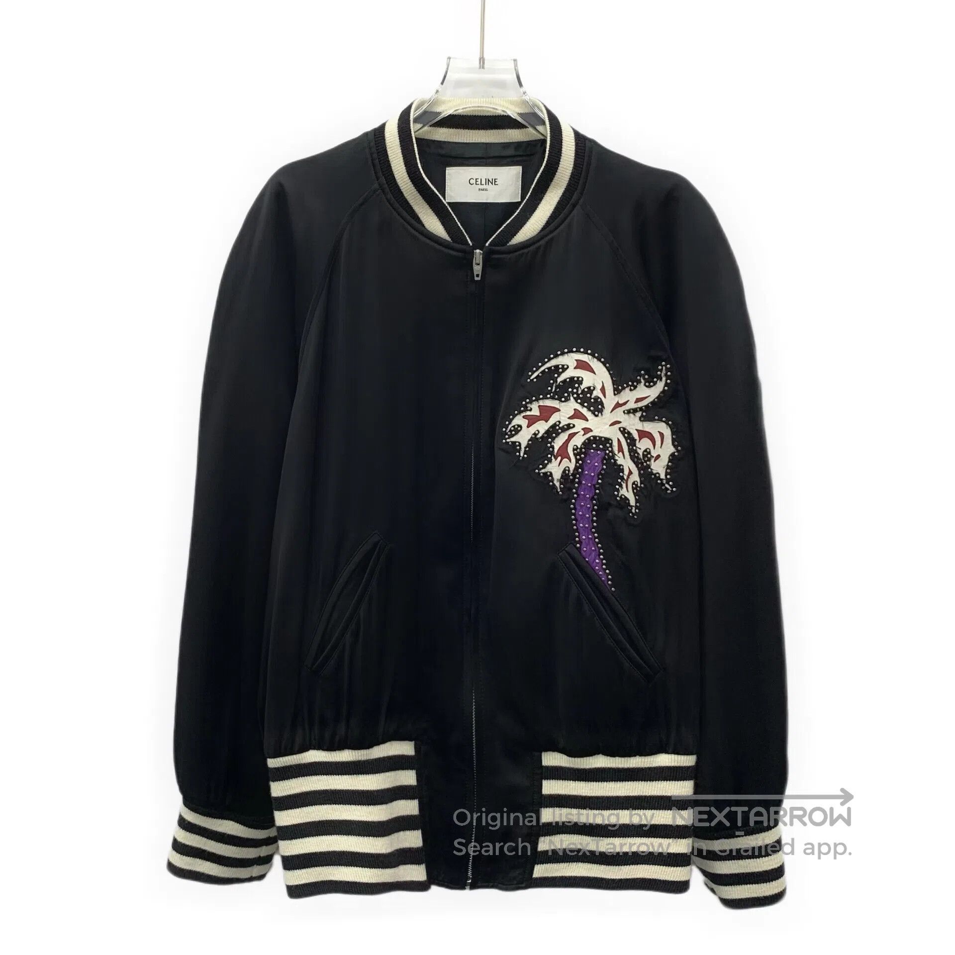 Celine Celine Black palm tree stud design satin stand collar zipp Size US M / EU 48-50 / 2 - 1 Thumbnail