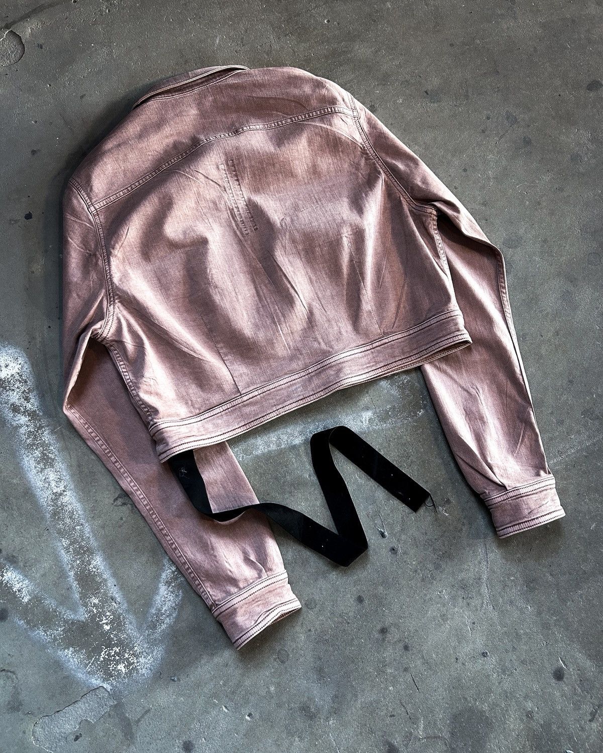 Rick Owens DARK PINK CROPPED DENIM CAPE OVERSHIRT Size S / US 4 / IT 40 - 5 Thumbnail