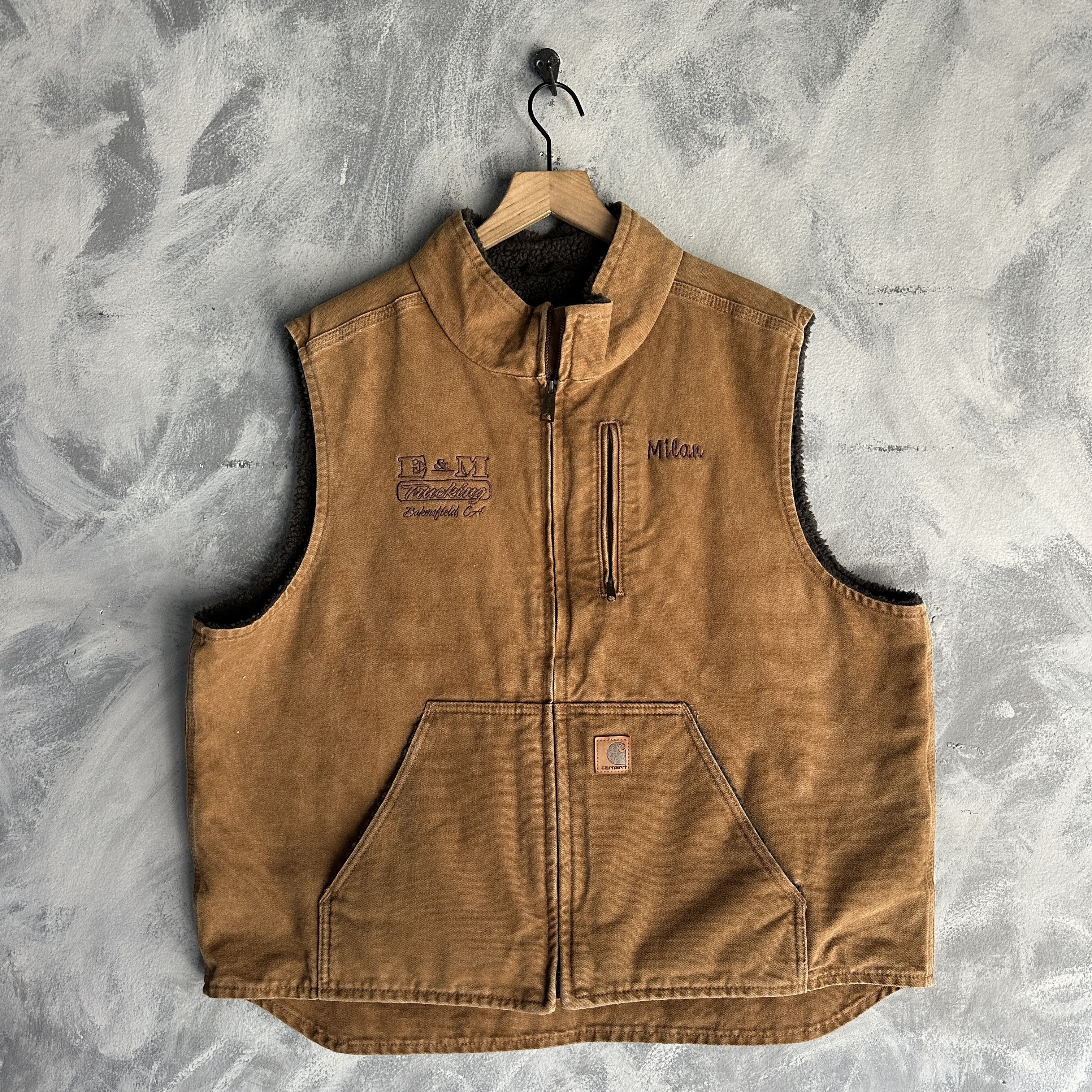 Carhartt Carhartt Sherpa Fleece Lined Vest Mens Canvas Mock Neck Size US XL / EU 56 / 4 - 1 Thumbnail