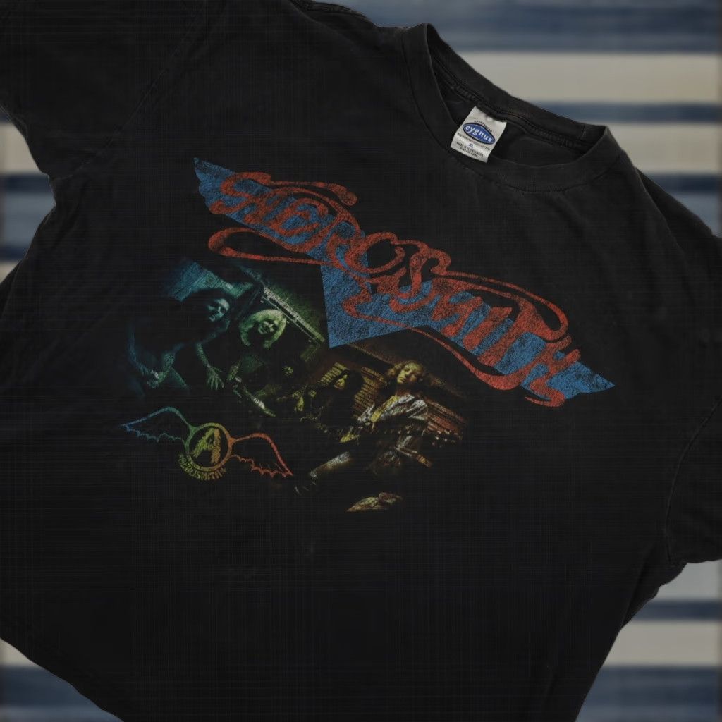 Aerosmith VINTAGE O'Yeah Tour Graphic T Shirt Aero Smith XL Men Black 2002 8/10 Cropped Boxy Fit Size US XL / EU 56 / 4 - 1 Thumbnail