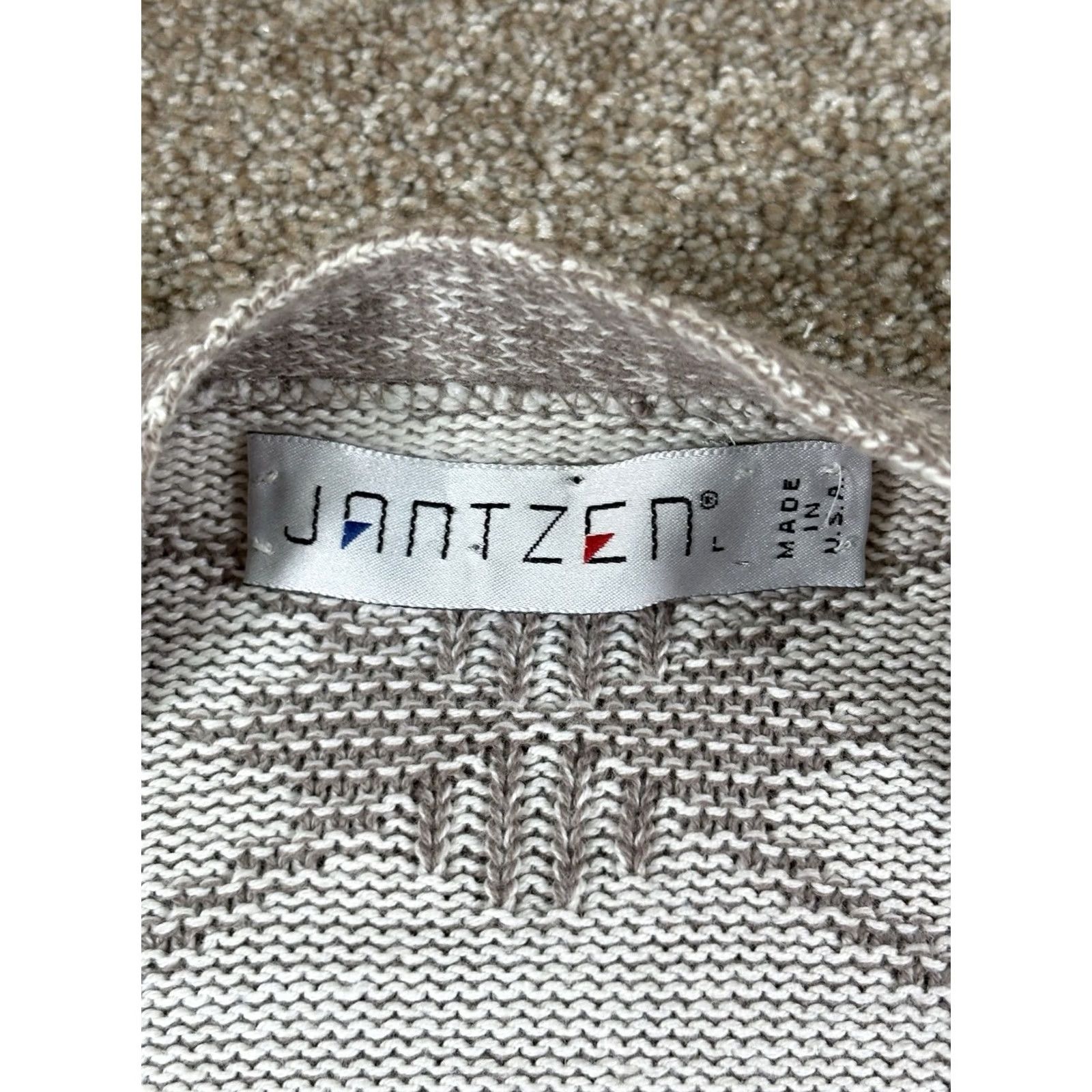 Jantzen VINTAGE Jantzen Sweater Mens L Beige VTG Vest Knit Cardigan Tennis Geometric Grandpa Size US L / EU 52-54 / 3 - 3 Thumbnail