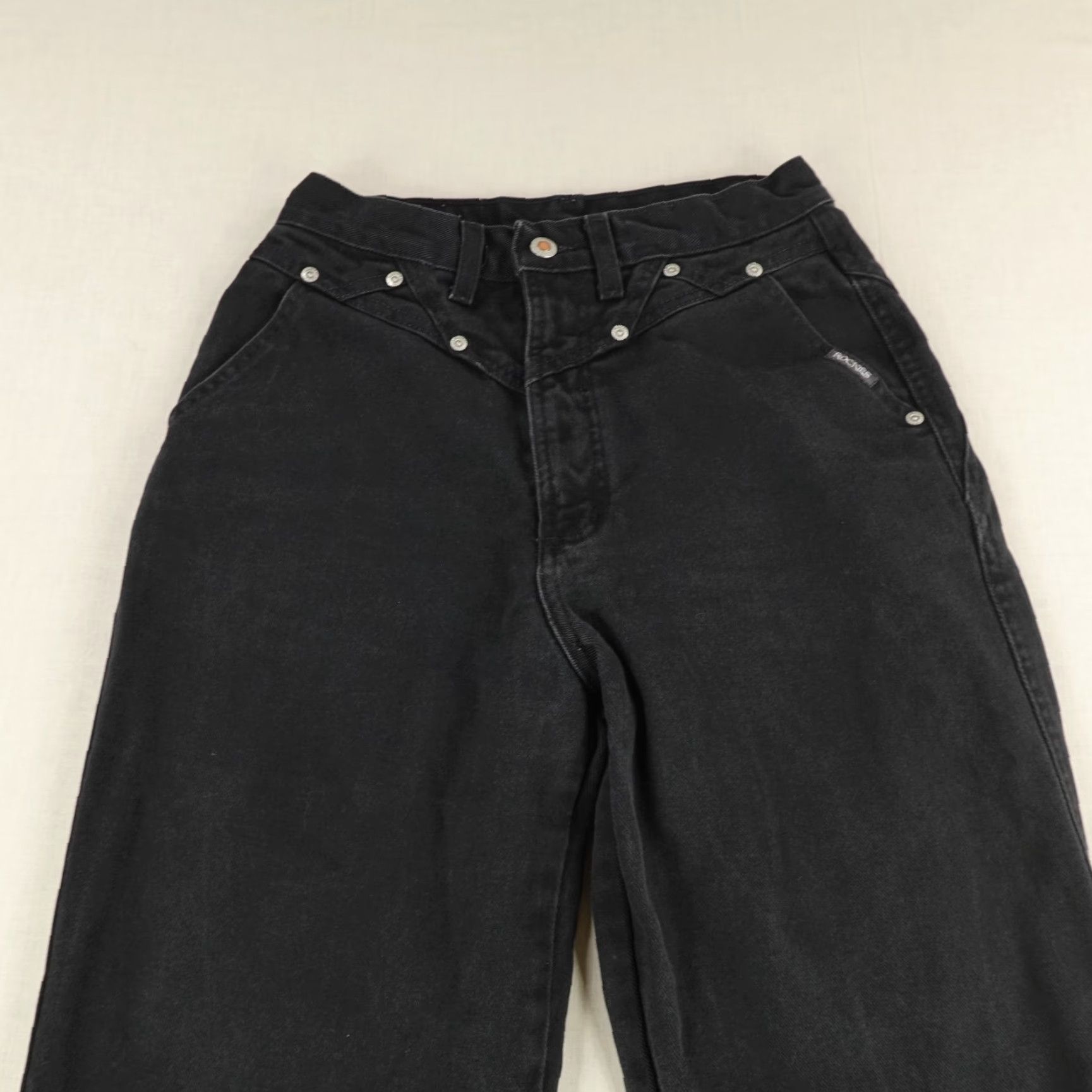 Vintage Rockies Jeans Womens 30 Black Denim High Rise Cowboy Straight Jeans Size 26" / US 2 / IT 38 - 2 Thumbnail