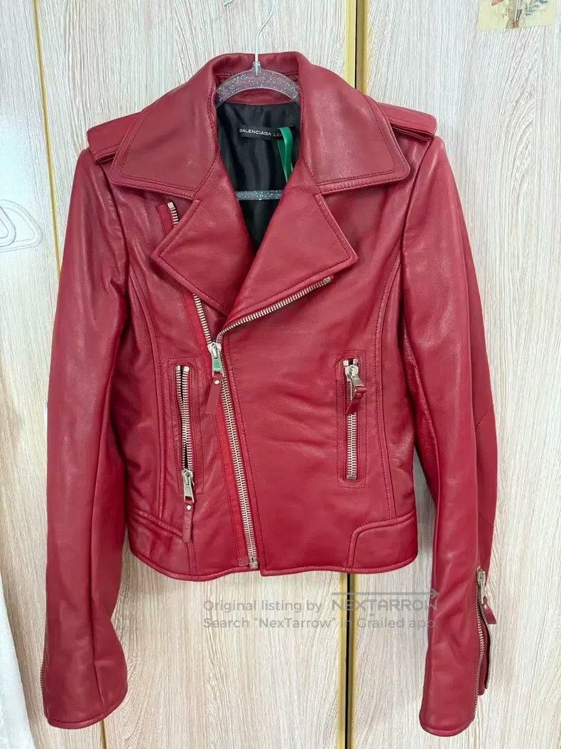 Balenciaga Balenciaga size 38 Classic Biker Leather Jacket, Burgundy Size M / US 6-8 / IT 42-44 - 1 Thumbnail