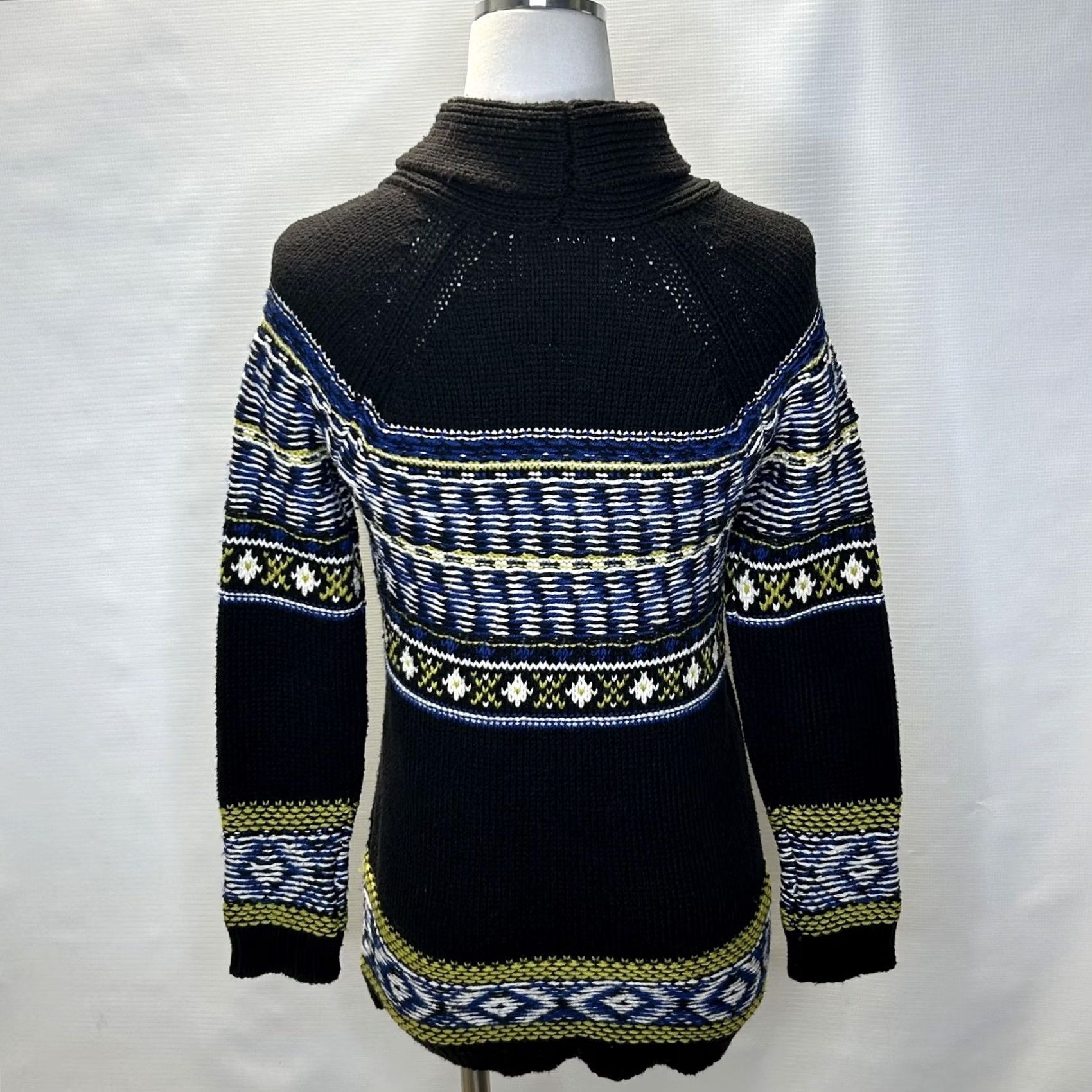 Arrow Sparrow Sweater Cardigan Womens XS Full Zip Wool Blend Boho Knit Black Long Sleeve Patch Pockets Zipper Tassel Size XS / US 0-2 / IT 36-38 - 4 Thumbnail